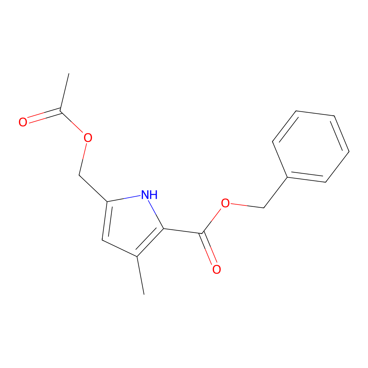3-Methyl-5-(acetoxymethyl)-1H-pyrrole-2-carboxylic acid benzyl ester molecular structure, CAS 124307-91-1