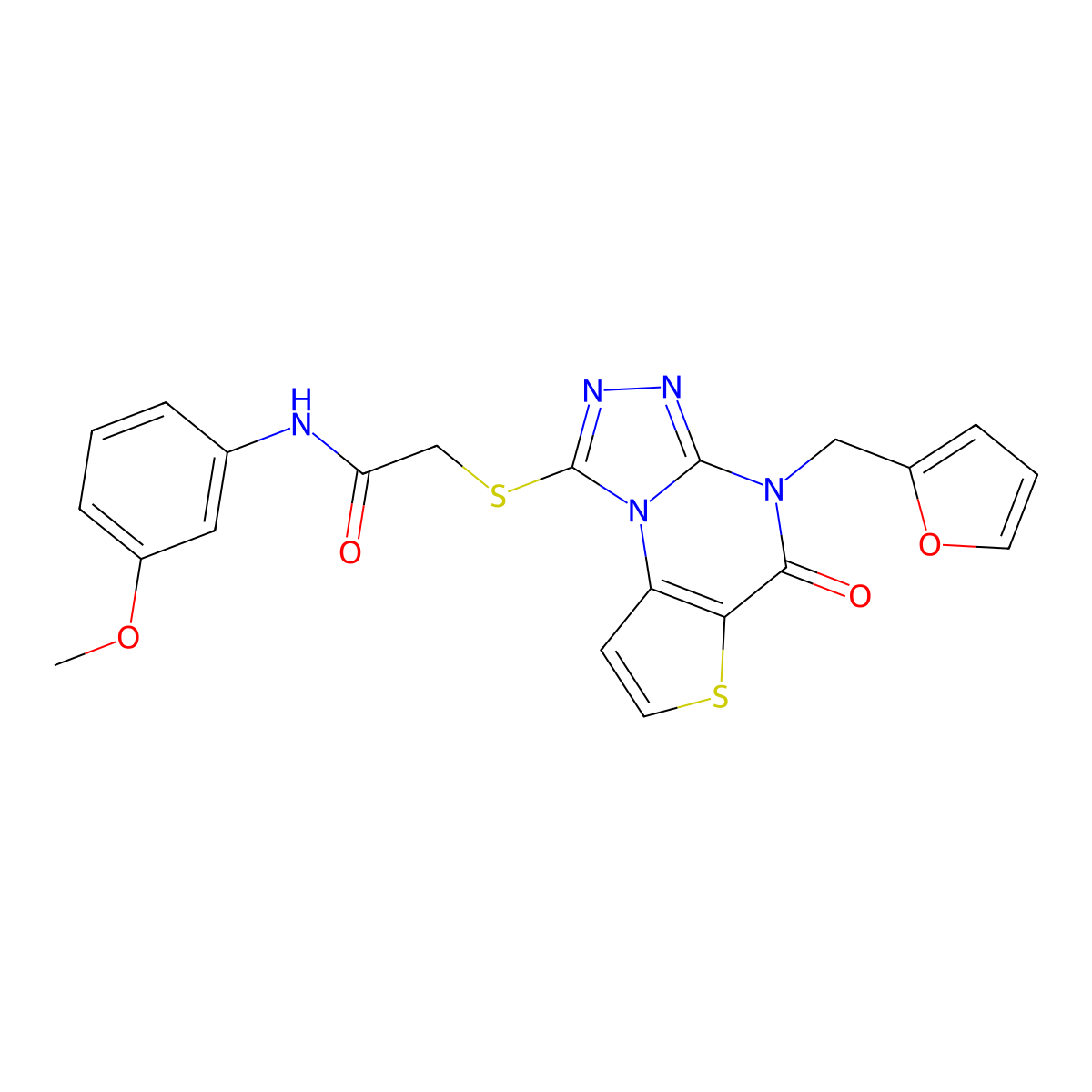 2-({8-[(furan-2-yl)methyl]-7-oxo-5-thia-1,8,10,11-tetraazatricyclo[7.3.0.0^{2,6}]dodeca-2(6),3,9,11-tetraen-12-yl}sulfanyl)-N-(3-methoxyphenyl)acetamide molecular structure, CAS 1243075-36-6