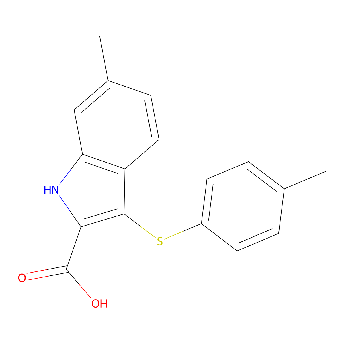 6-Methyl-3-[(4-methylphenyl)thio]-1H-indole-2-carboxylic acid molecular structure, CAS 1243075-84-4
