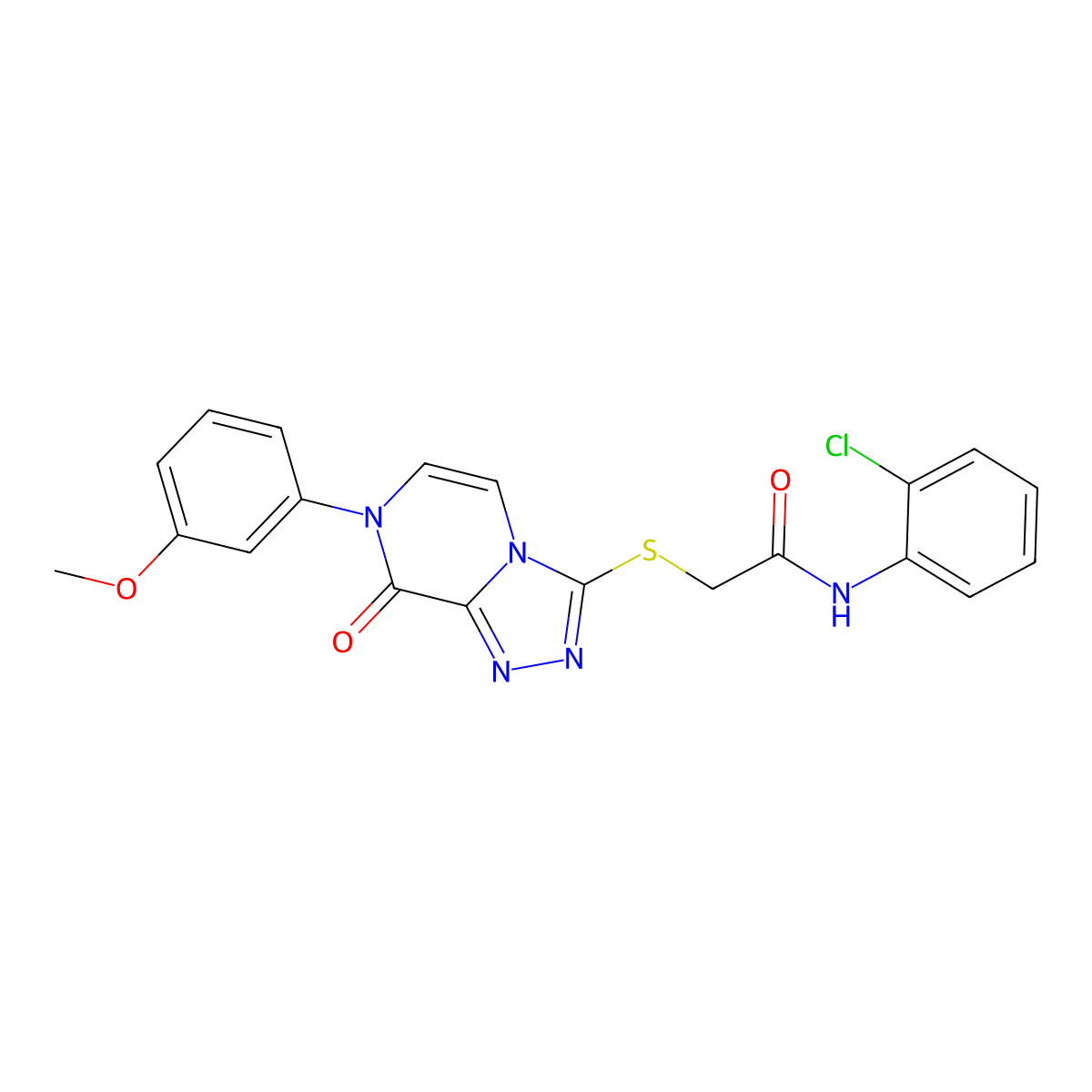N-(2-chlorophenyl)-2-((7-(3-methoxyphenyl)-8-oxo-7,8-dihydro-[1,2,4]triazolo[4,3-a]pyrazin-3-yl)thio)acetamide molecular structure, CAS 1243076-24-5