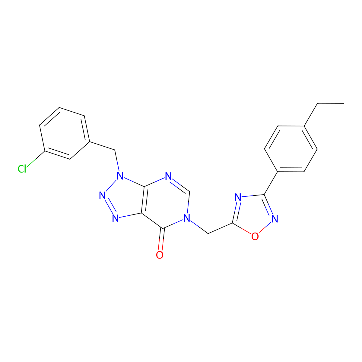 3-(3-chlorobenzyl)-6-((3-(4-ethylphenyl)-1,2,4-oxadiazol-5-yl)methyl)-3H-[1,2,3]triazolo[4,5-d]pyrimidin-7(6H)-one molecular structure, CAS 1243081-38-0