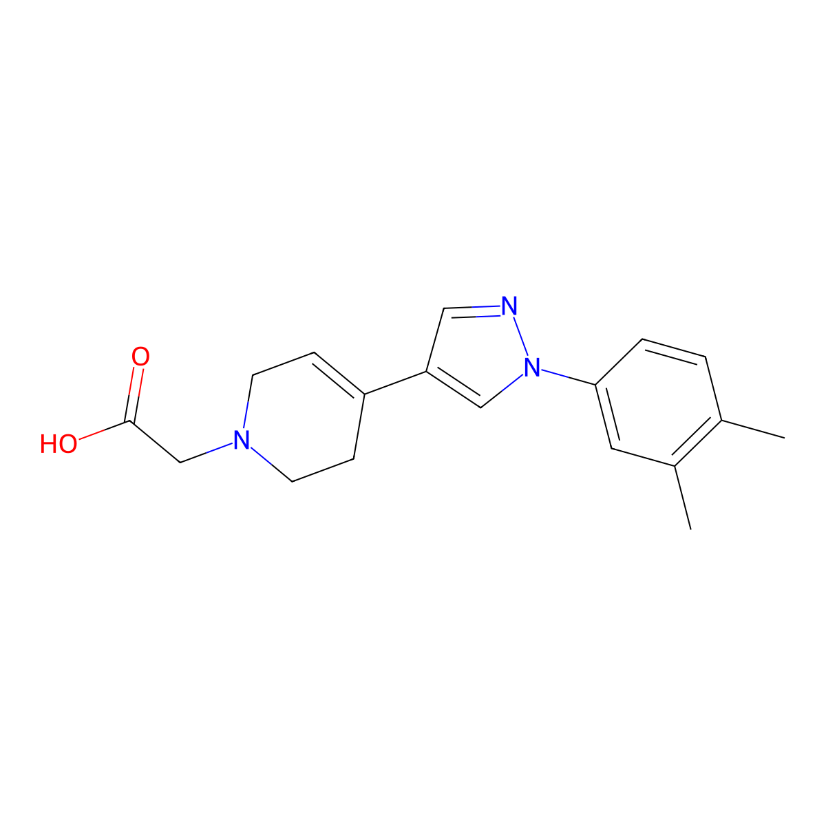 [4-[1-(3,4-Dimethylphenyl)-1H-pyrazol-4-yl]-3,6-dihydropyridin-1(2H)-yl]acetic acid molecular structure, CAS 1243081-69-7