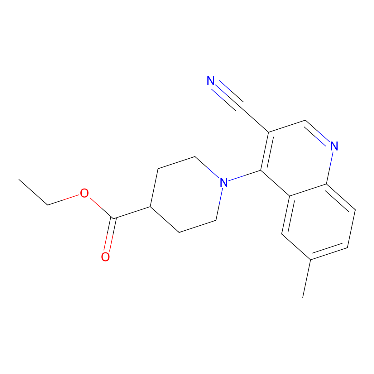 Ethyl 1-(3-cyano-6-methylquinolin-4-yl)piperidine-4-carboxylate molecular structure, CAS 1243085-17-7