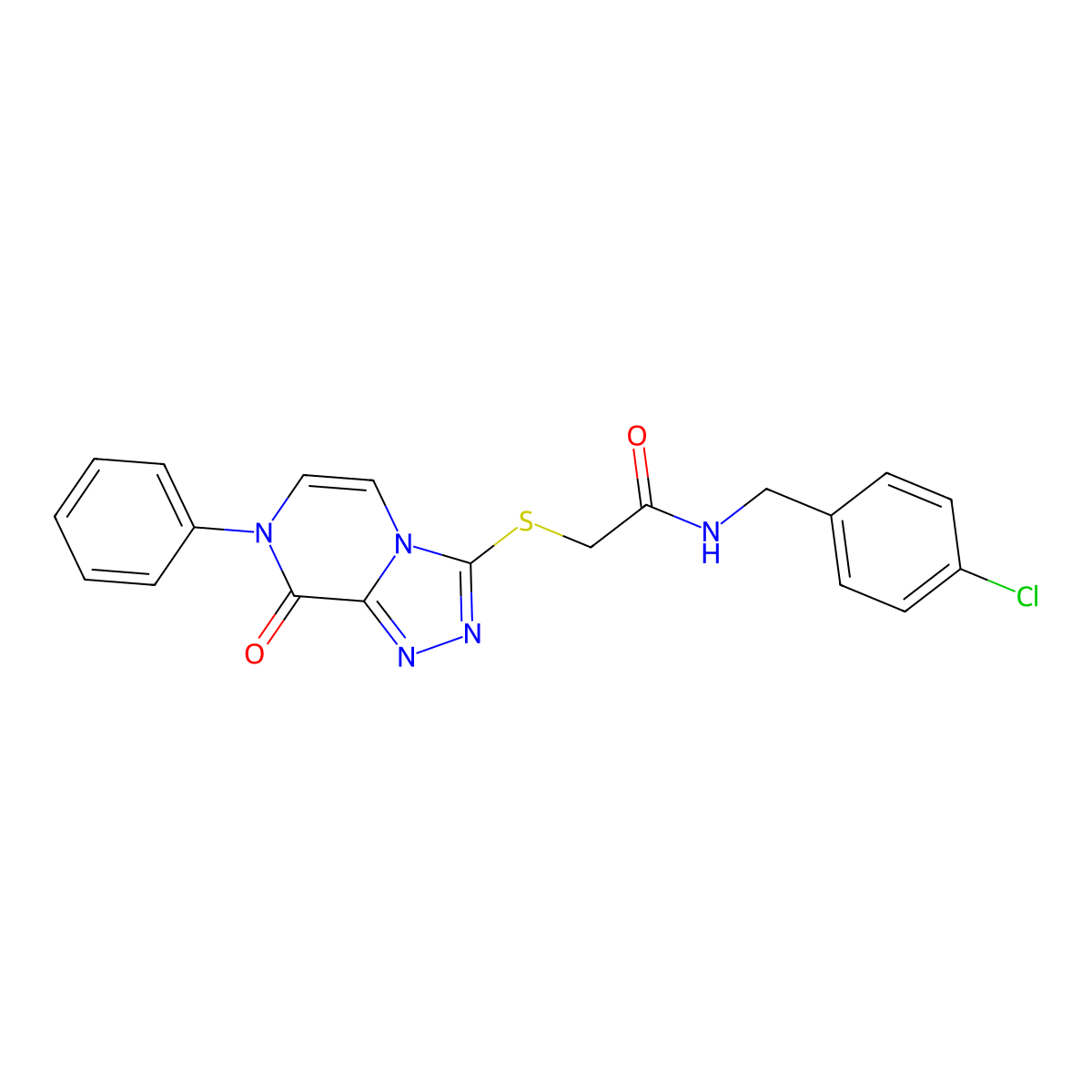 N-(4-chlorobenzyl)-2-((8-oxo-7-phenyl-7,8-dihydro-[1,2,4]triazolo[4,3-a]pyrazin-3-yl)thio)acetamide molecular structure, CAS 1243086-07-8