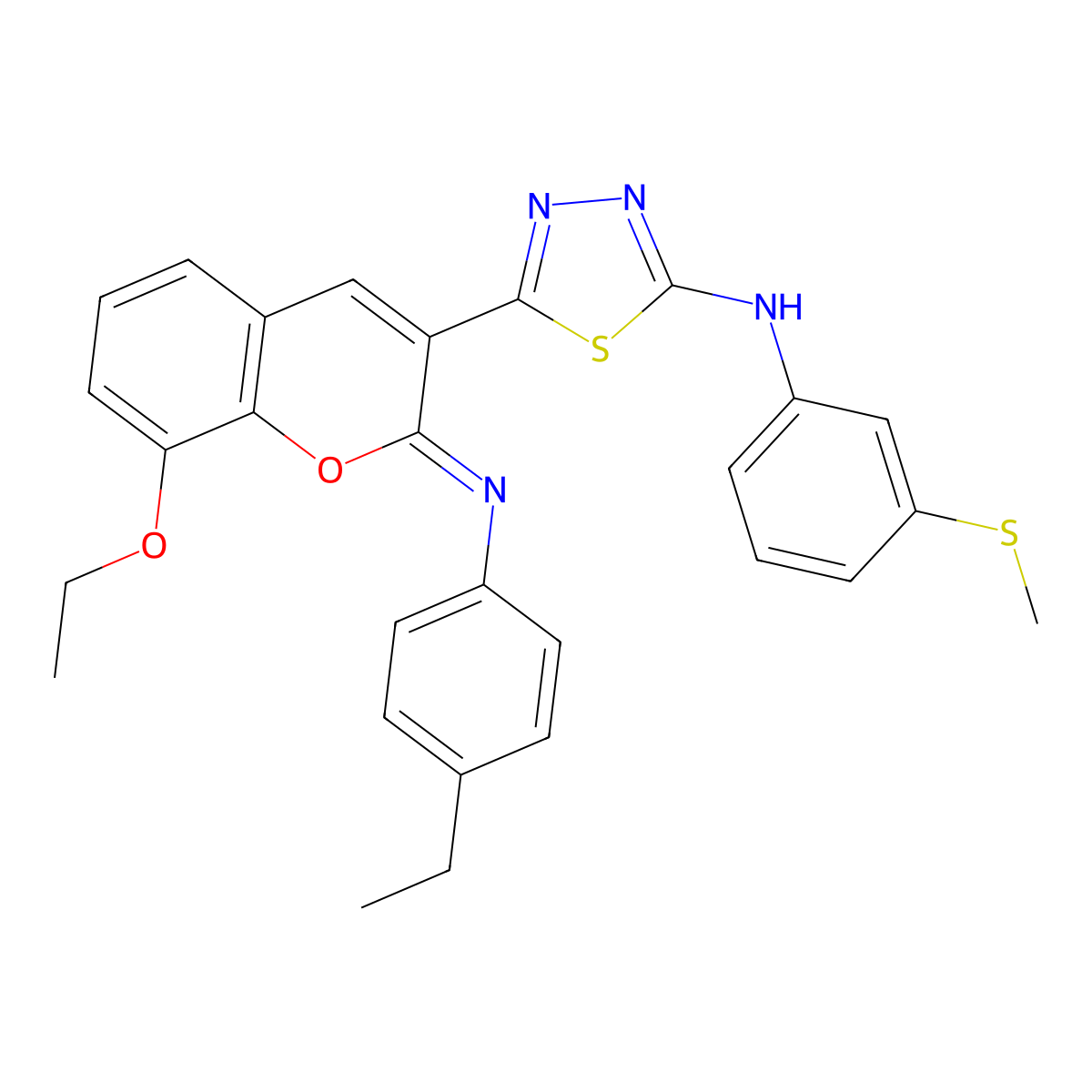 5-[(2Z)-8-ethoxy-2-[(4-ethylphenyl)imino]-2H-chromen-3-yl]-N-[3-(methylsulfanyl)phenyl]-1,3,4-thiadiazol-2-amine molecular structure, CAS 1243086-20-5
