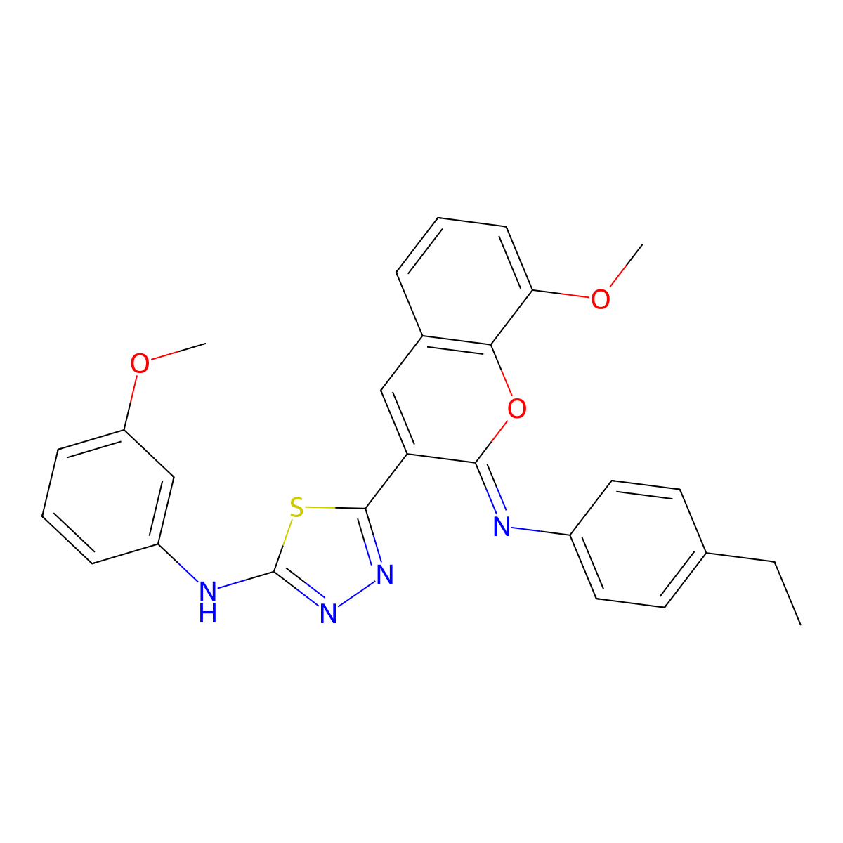 5-[(2Z)-2-[(4-ethylphenyl)imino]-8-methoxy-2H-chromen-3-yl]-N-(3-methoxyphenyl)-1,3,4-thiadiazol-2-amine molecular structure, CAS 1243086-24-9
