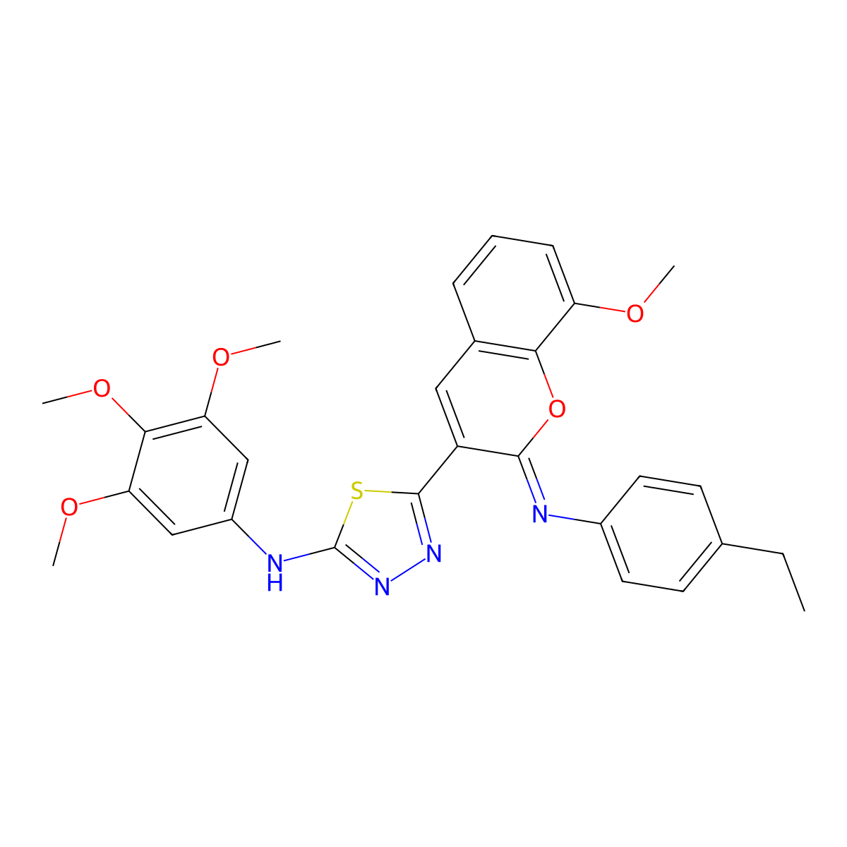 5-[(2Z)-2-[(4-ethylphenyl)imino]-8-methoxy-2H-chromen-3-yl]-N-(3,4,5-trimethoxyphenyl)-1,3,4-thiadiazol-2-amine molecular structure, CAS 1243086-27-2