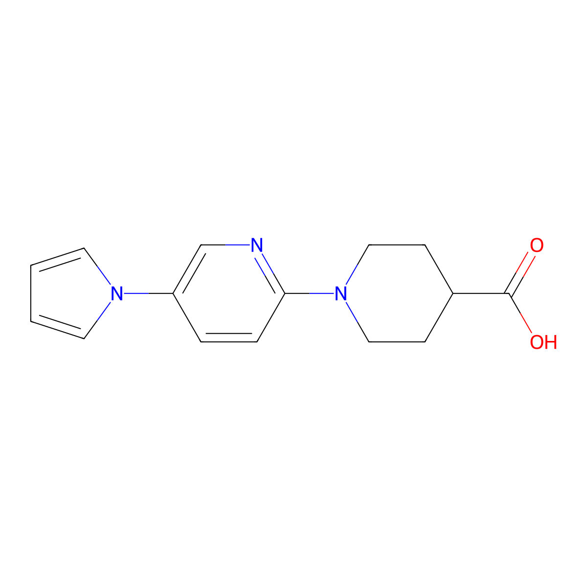 1-[5-(1H-Pyrrol-1-yl)pyridin-2-yl]piperidine-4-carboxylic acid molecular structure, CAS 1243086-85-2