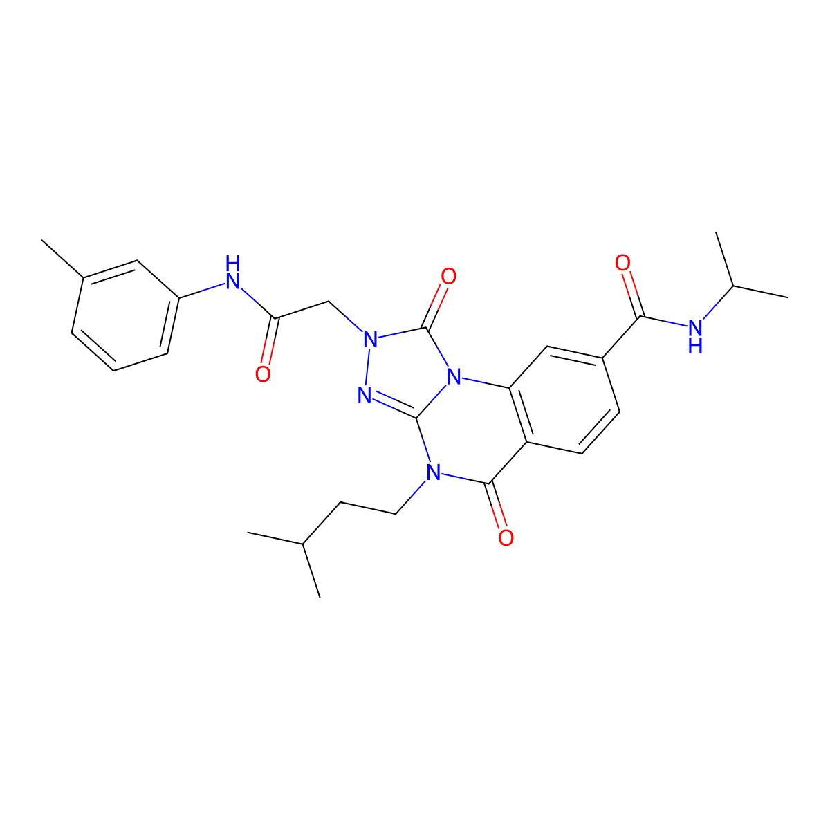 4-isopentyl-N-isopropyl-1,5-dioxo-2-(2-oxo-2-(m-tolylamino)ethyl)-1,2,4,5-tetrahydro-[1,2,4]triazolo[4,3-a]quinazoline-8-carboxamide molecular structure, CAS 1243088-73-4