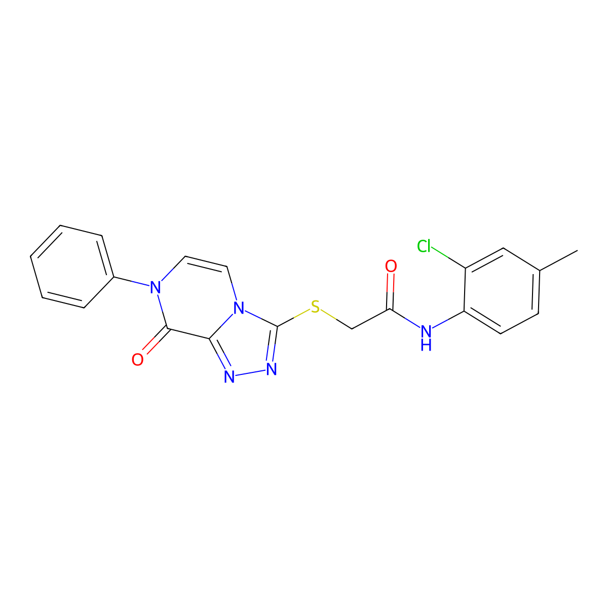 N-(2-chloro-4-methylphenyl)-2-((8-oxo-7-phenyl-7,8-dihydro-[1,2,4]triazolo[4,3-a]pyrazin-3-yl)thio)acetamide molecular structure, CAS 1243088-99-4