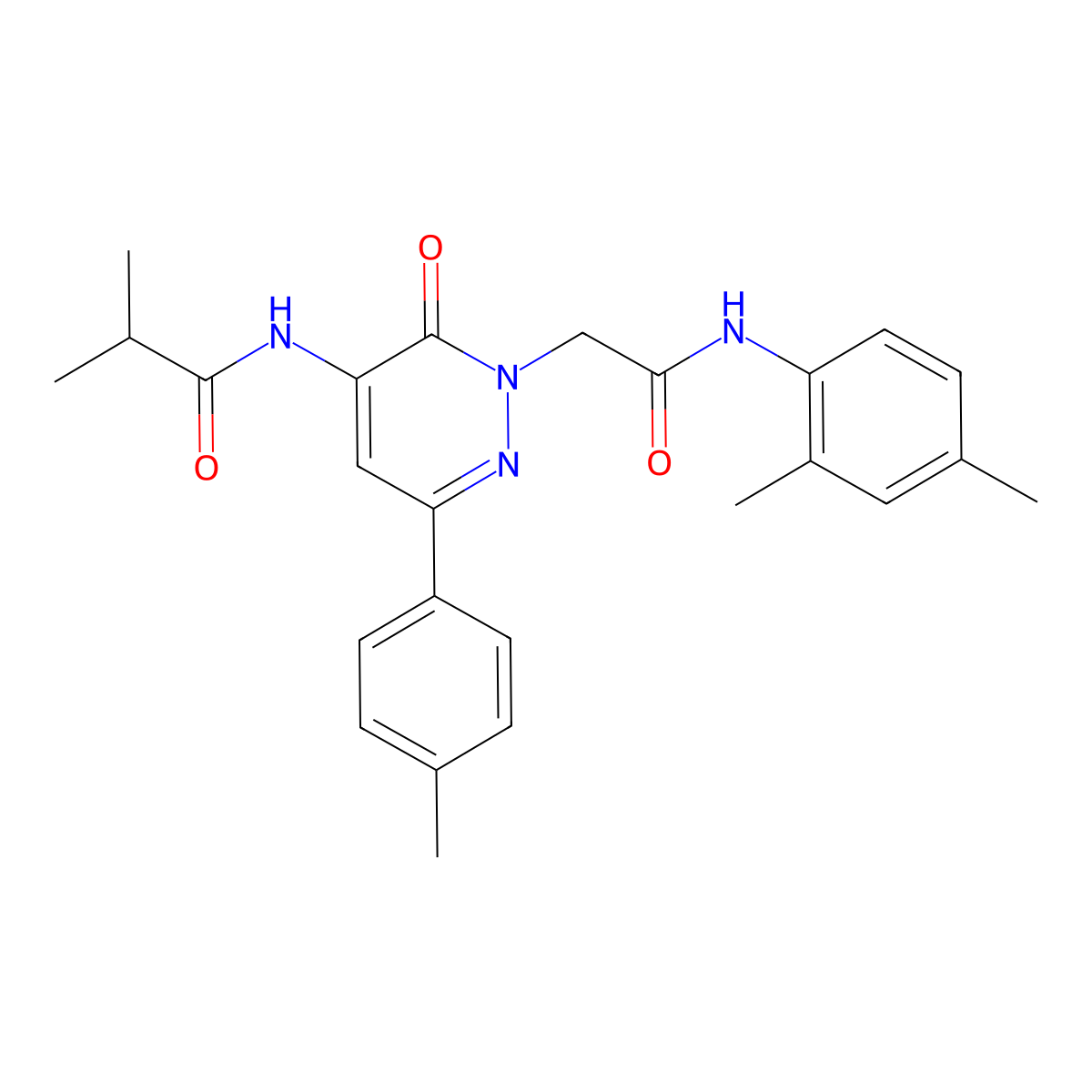N-(2,4-Dimethylphenyl)-5-[(2-methyl-1-oxopropyl)amino]-3-(4-methylphenyl)-6-oxo-1(6H)-pyridazineacetamide molecular structure, CAS 1243089-79-3
