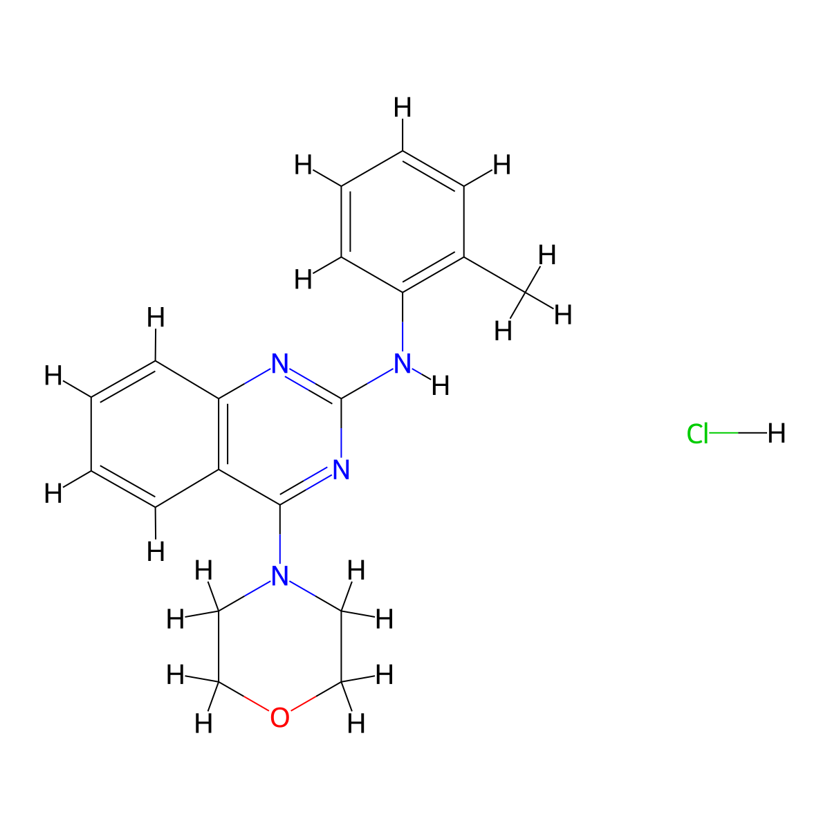 4-morpholino-N-(o-tolyl)quinazolin-2-amine hydrochloride molecular structure, CAS 124309-60-0