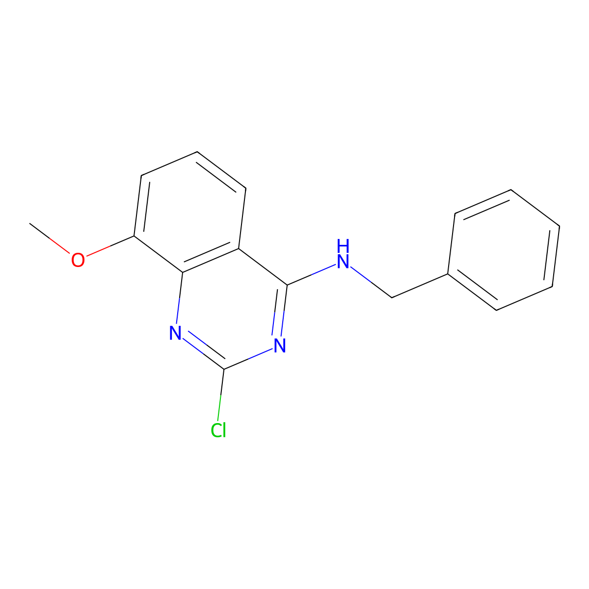 N-benzyl-2-chloro-8-methoxyquinazolin-4-amine molecular structure, CAS 124309-70-2