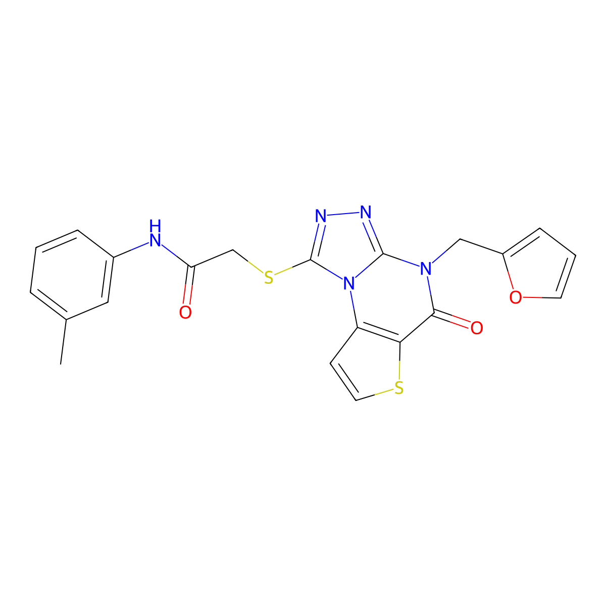 2-({8-[(furan-2-yl)methyl]-7-oxo-5-thia-1,8,10,11-tetraazatricyclo[7.3.0.0^{2,6}]dodeca-2(6),3,9,11-tetraen-12-yl}sulfanyl)-N-(3-methylphenyl)acetamide molecular structure, CAS 1243090-33-6