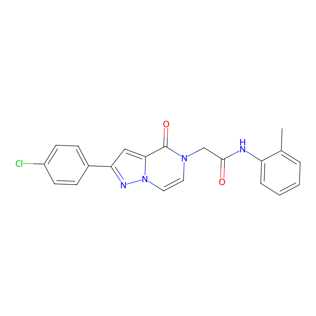 2-[2-(4-chlorophenyl)-4-oxopyrazolo[1,5-a]pyrazin-5(4H)-yl]-N-(2-methylphenyl)acetamide molecular structure, CAS 1243091-09-9