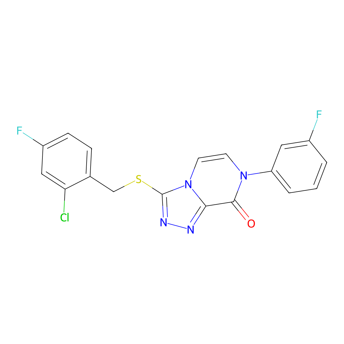 3-{[(2-chloro-4-fluorophenyl)methyl]sulfanyl}-7-(3-fluorophenyl)-7H,8H-[1,2,4]triazolo[4,3-a]pyrazin-8-one molecular structure, CAS 1243091-13-5