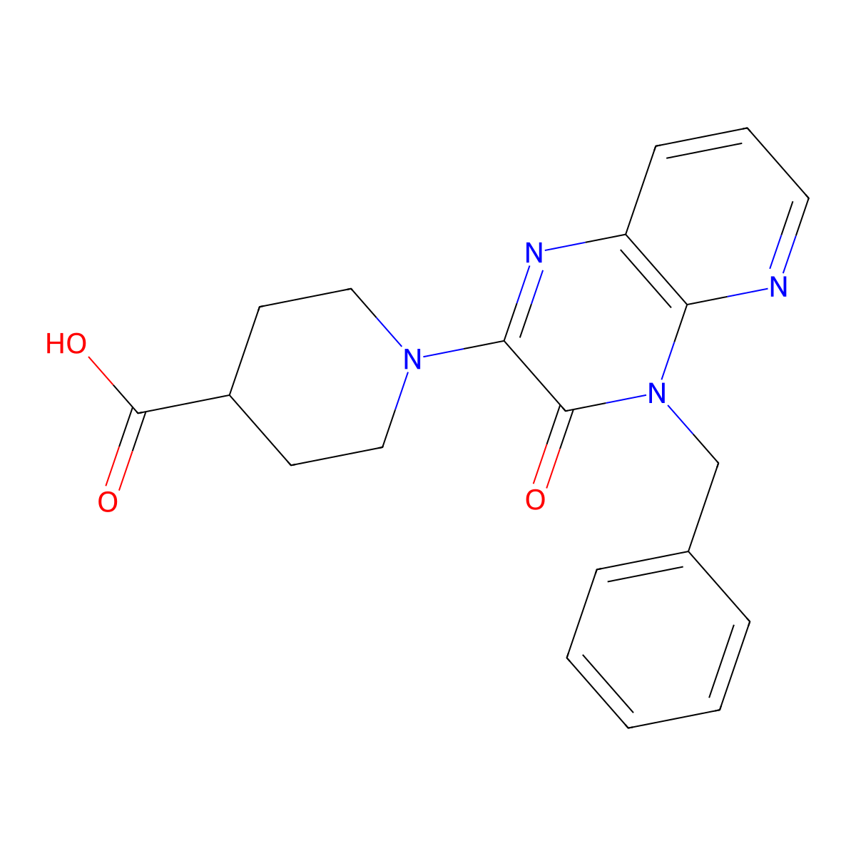1-(4-Benzyl-3-oxo-3,4-dihydropyrido[2,3-b]pyrazin-2-yl)piperidine-4-carboxylic acid molecular structure, CAS 1243091-65-7
