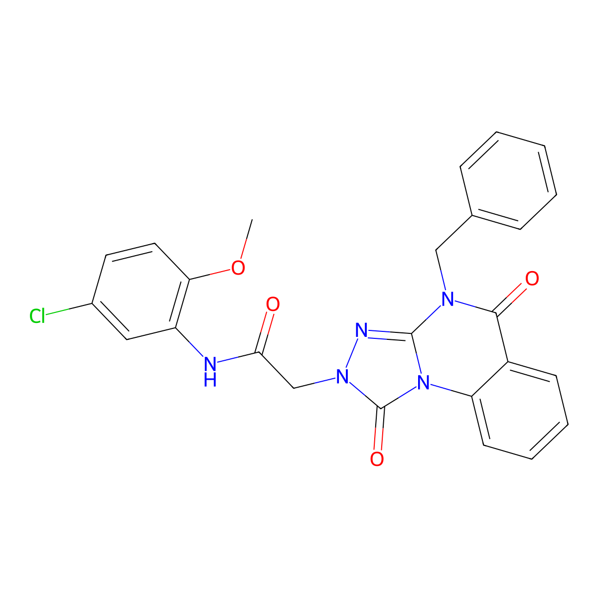 2-(4-benzyl-1,5-dioxo-4,5-dihydro-[1,2,4]triazolo[4,3-a]quinazolin-2(1H)-yl)-N-(5-chloro-2-methoxyphenyl)acetamide molecular structure, CAS 1243091-99-7