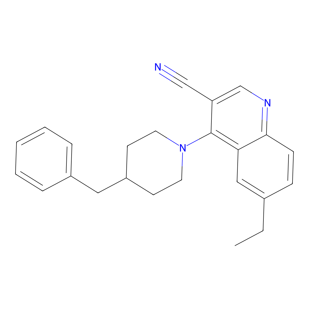 4-(4-Benzylpiperidin-1-yl)-6-ethylquinoline-3-carbonitrile molecular structure, CAS 1243092-09-2