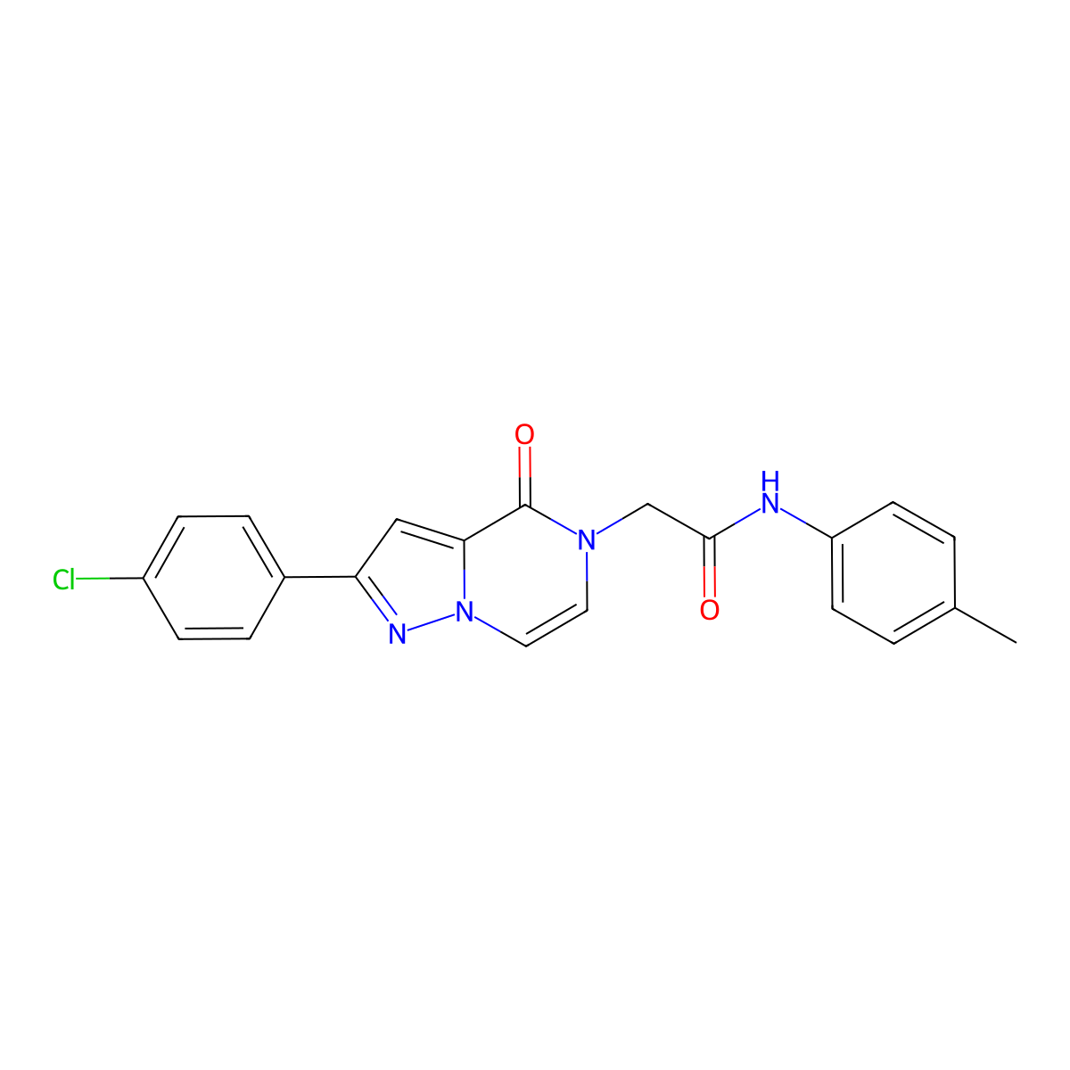2-[2-(4-chlorophenyl)-4-oxopyrazolo[1,5-a]pyrazin-5(4H)-yl]-N-(4-methylphenyl)acetamide molecular structure, CAS 1243092-89-8