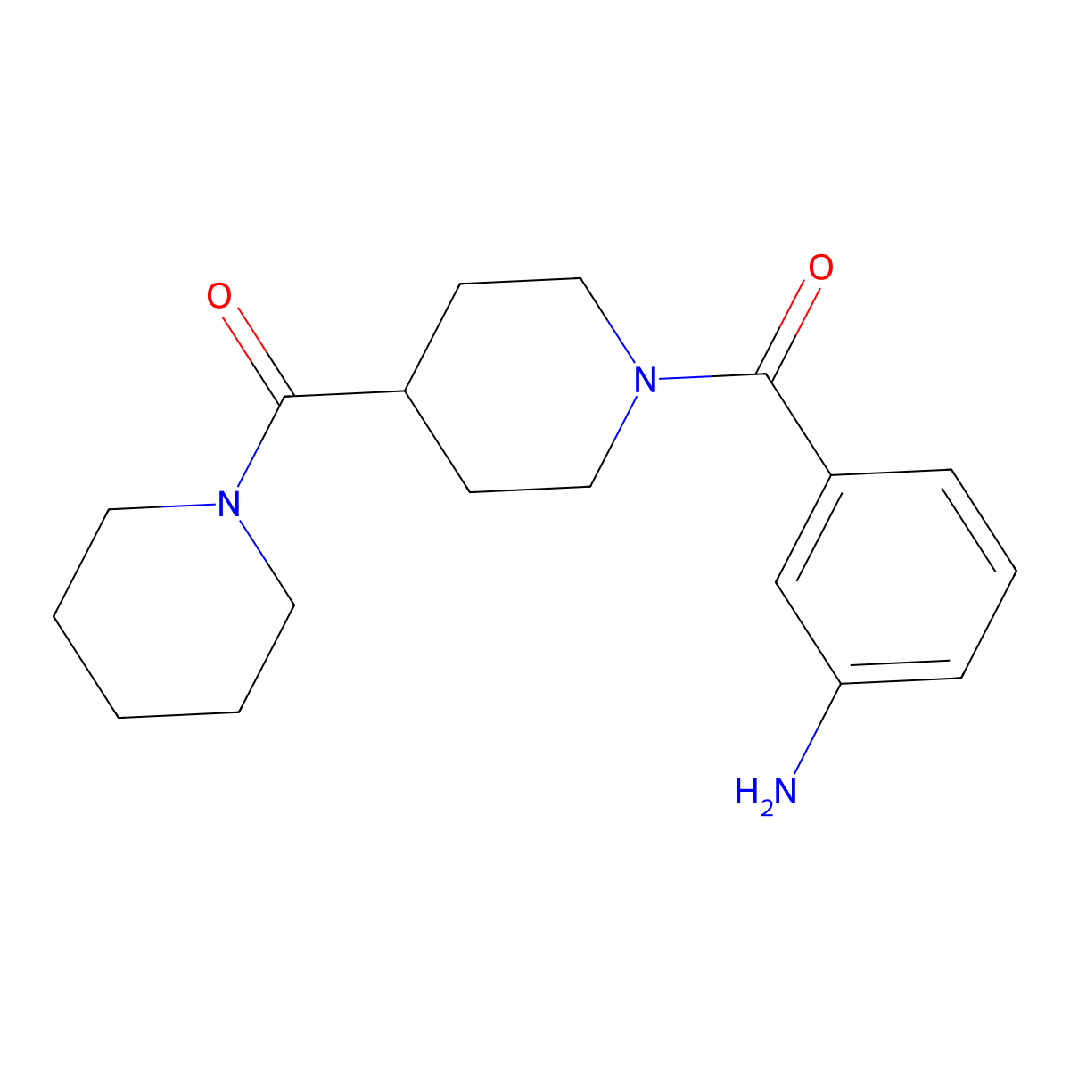 (3-{[4-(Piperidin-1-ylcarbonyl)piperidin-1-yl]carbonyl}phenyl)amine molecular structure, CAS 1243093-19-7