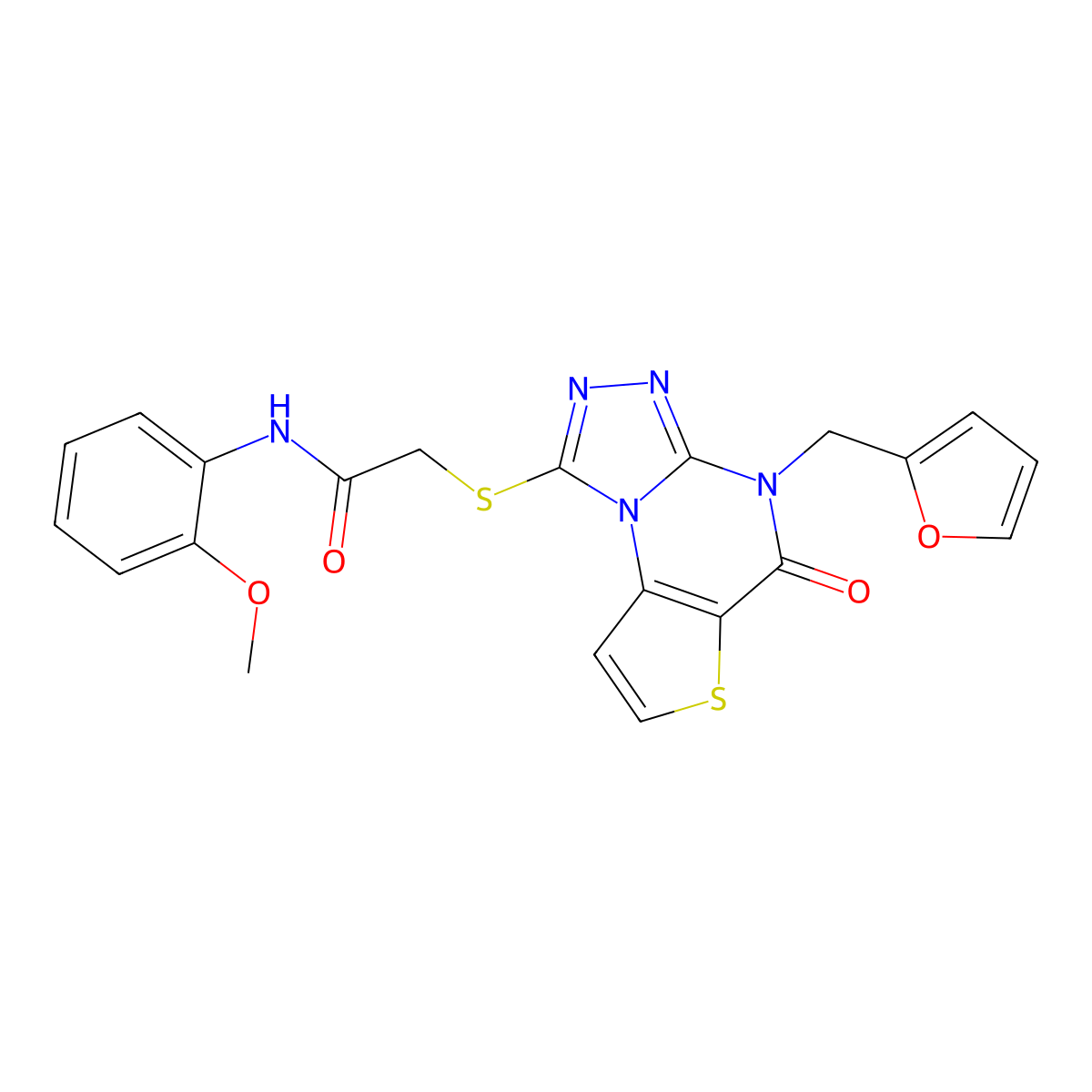 2-({8-[(furan-2-yl)methyl]-7-oxo-5-thia-1,8,10,11-tetraazatricyclo[7.3.0.0^{2,6}]dodeca-2(6),3,9,11-tetraen-12-yl}sulfanyl)-N-(2-methoxyphenyl)acetamide molecular structure, CAS 1243093-86-8