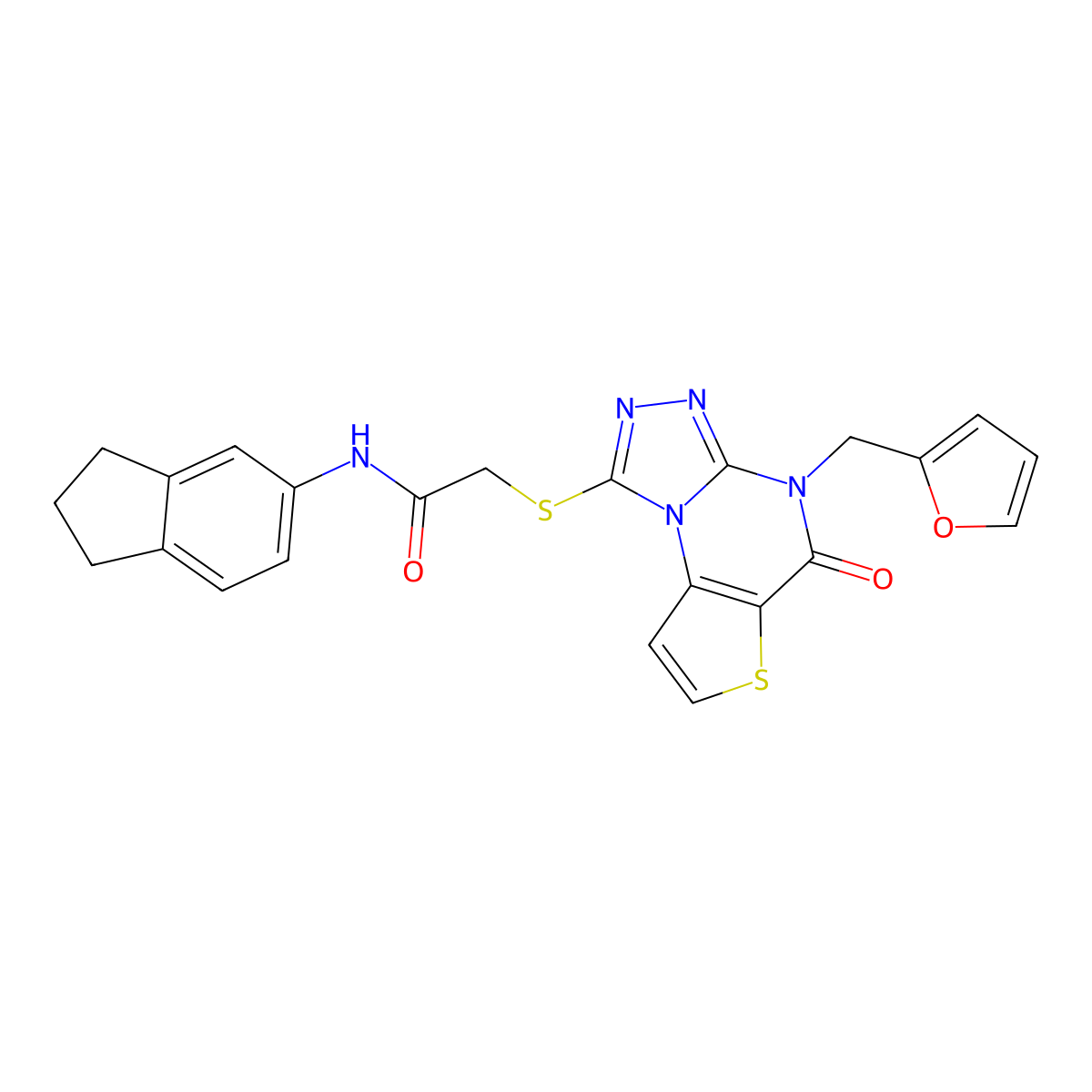 N-(2,3-dihydro-1H-inden-5-yl)-2-({8-[(furan-2-yl)methyl]-7-oxo-5-thia-1,8,10,11-tetraazatricyclo[7.3.0.0^{2,6}]dodeca-2(6),3,9,11-tetraen-12-yl}sulfanyl)acetamide molecular structure, CAS 1243093-94-8
