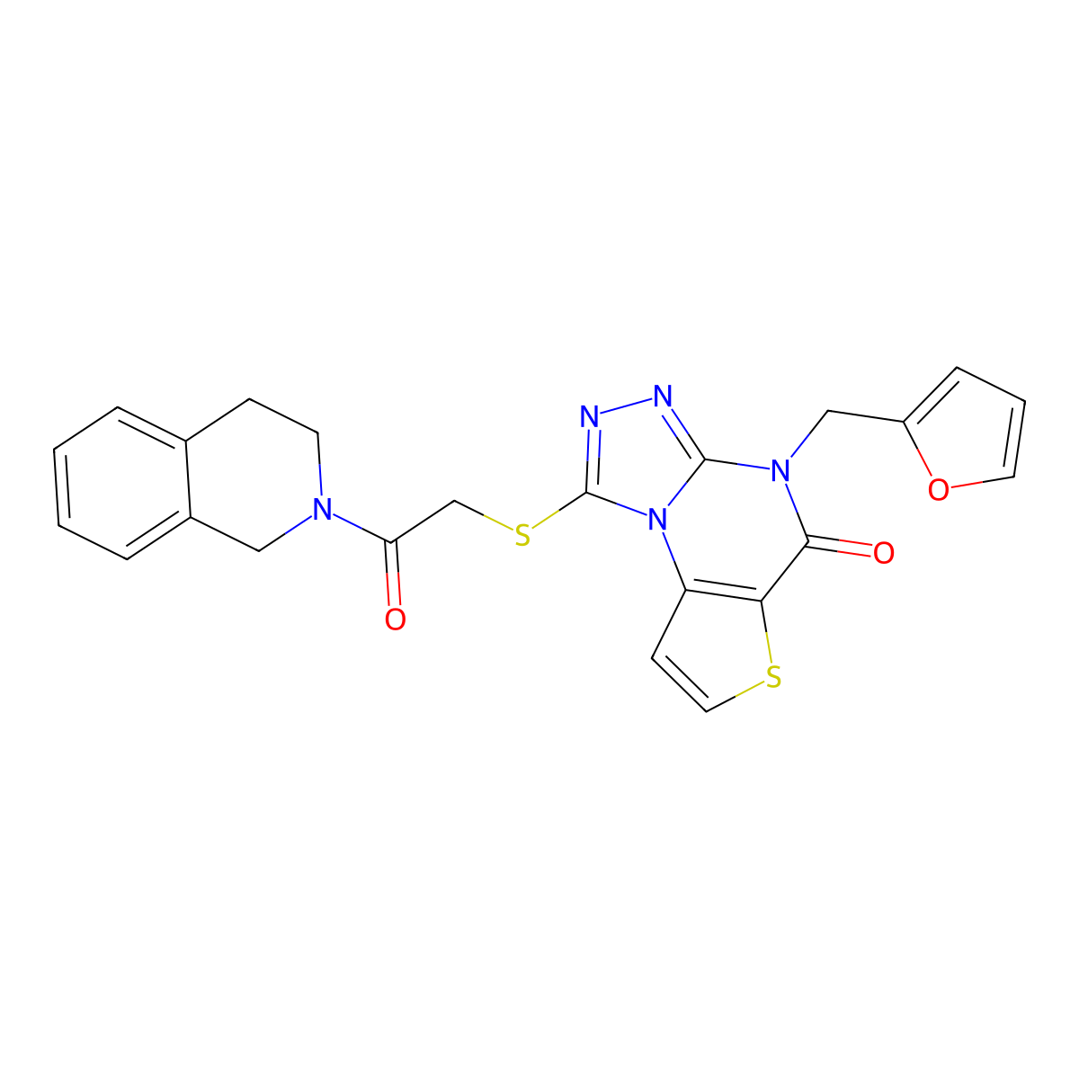 1-((2-(3,4-dihydroisoquinolin-2(1H)-yl)-2-oxoethyl)thio)-4-(furan-2-ylmethyl)thieno[2,3-e][1,2,4]triazolo[4,3-a]pyrimidin-5(4H)-one molecular structure, CAS 1243096-32-3