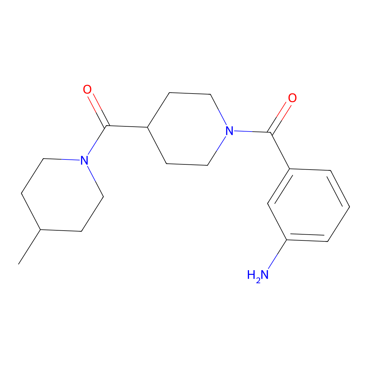 [3-({4-[(4-Methylpiperidin-1-yl)carbonyl]piperidin-1-yl}carbonyl)phenyl]amine molecular structure, CAS 1243096-45-8