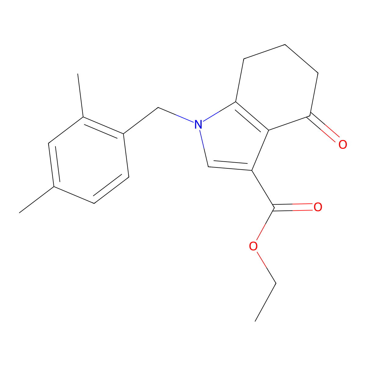 Ethyl 1-(2,4-dimethylbenzyl)-4-oxo-4,5,6,7-tetrahydro-1H-indole-3-carboxylate molecular structure, CAS 1243098-16-9