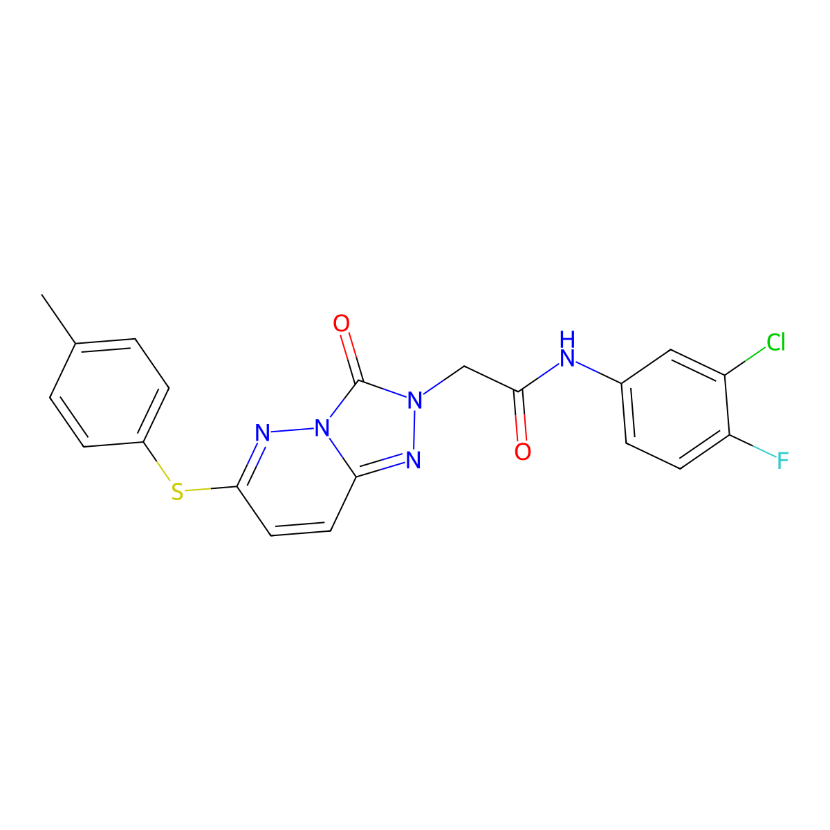 N-(3-chloro-4-fluorophenyl)-2-(3-oxo-6-(p-tolylthio)-[1,2,4]triazolo[4,3-b]pyridazin-2(3H)-yl)acetamide molecular structure, CAS 1243099-57-1