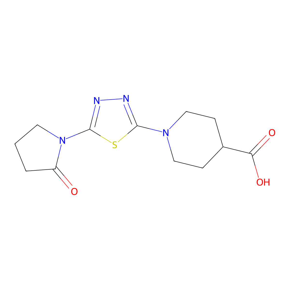 1-[5-(2-Oxopyrrolidin-1-yl)-1,3,4-thiadiazol-2-yl]piperidine-4-carboxylic acid molecular structure, CAS 1243100-34-6