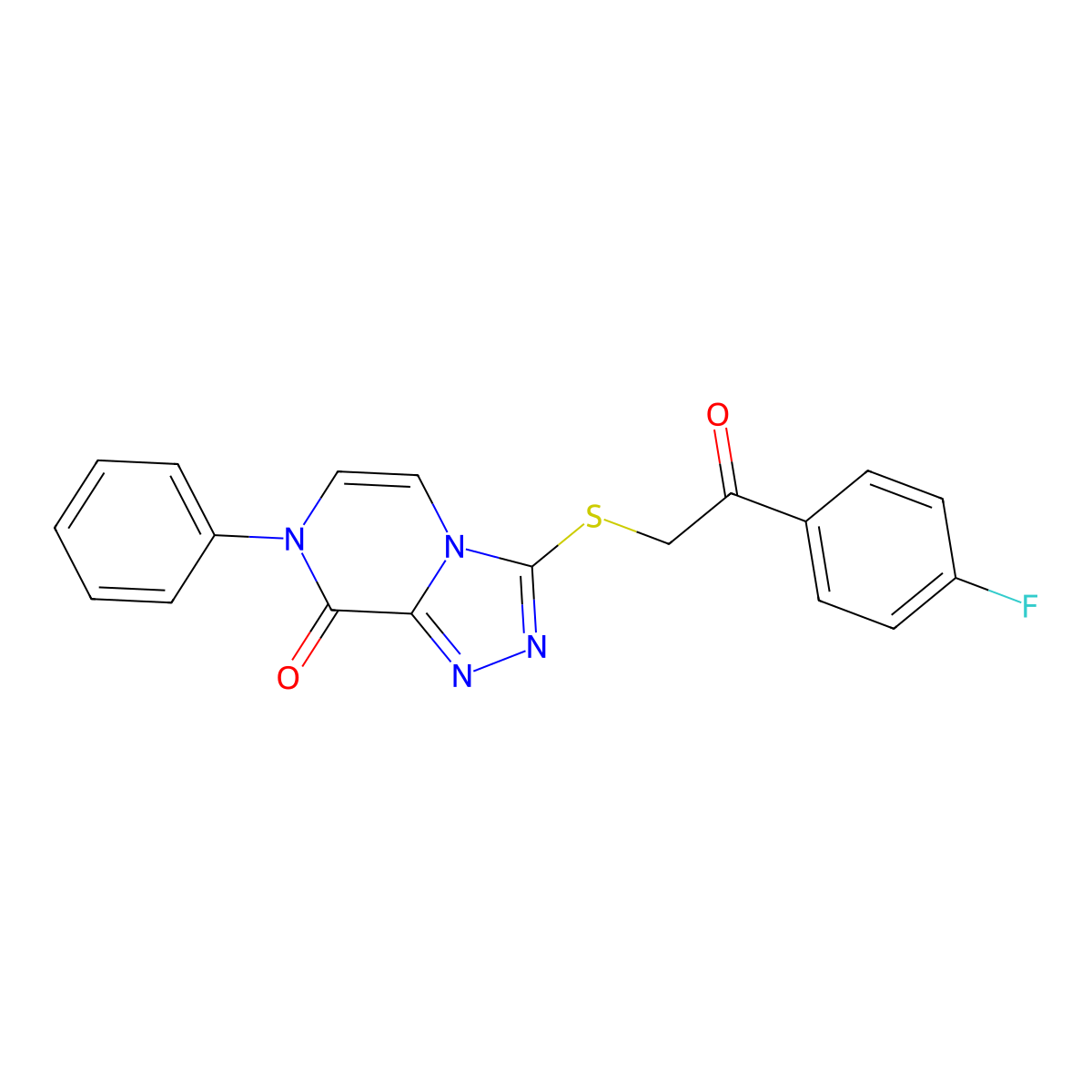 3-((2-(4-fluorophenyl)-2-oxoethyl)thio)-7-phenyl-[1,2,4]triazolo[4,3-a]pyrazin-8(7H)-one molecular structure, CAS 1243102-00-2