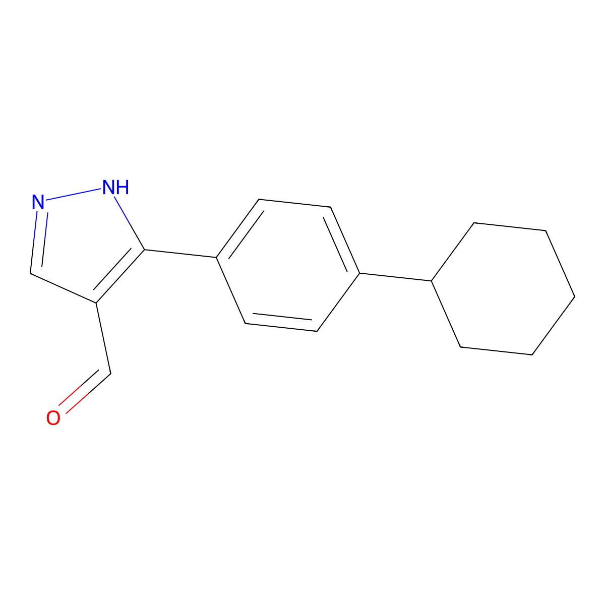 3-(4-Cyclohexylphenyl)-1H-pyrazole-4-carbaldehyde molecular structure, CAS 1243102-04-6