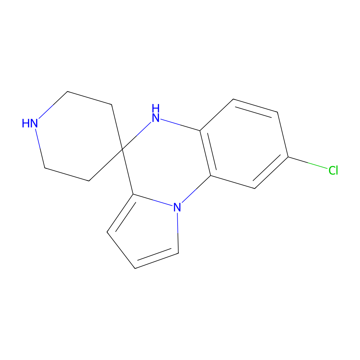 8'-Chloro-5'H-spiro[piperidine-4,4'-pyrrolo[1,2-a]quinoxaline] molecular structure, CAS 1243103-30-1