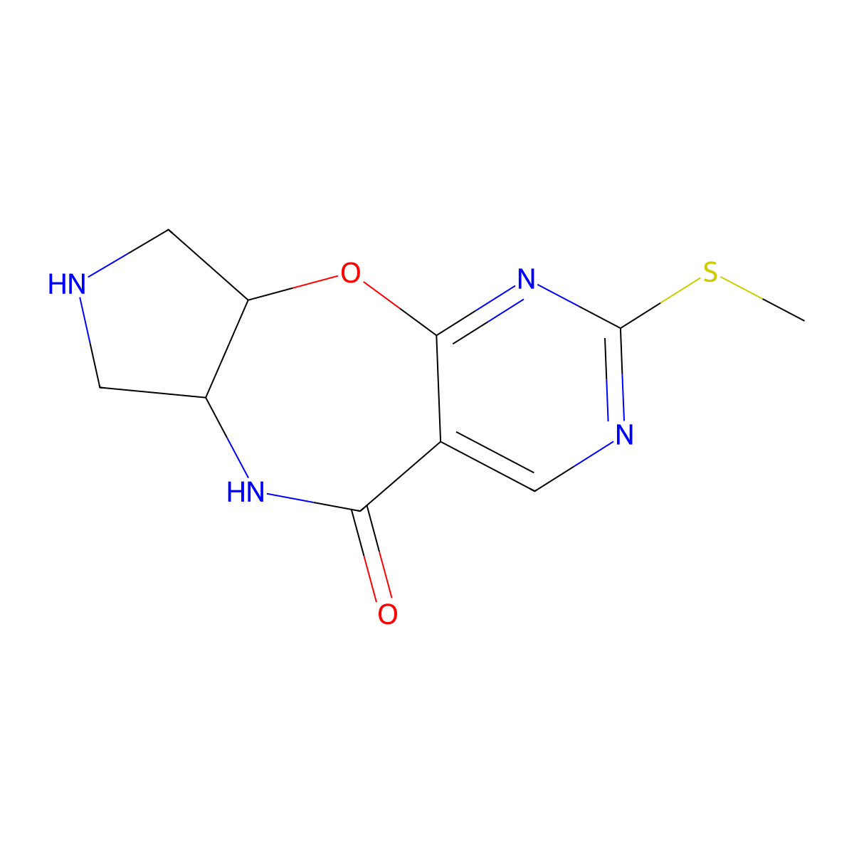 2-(Methylthio)-6,6a,7,8,9,9a-hexahydro-5H-pyrimido[5,4-f]pyrrolo[3,4-b][1,4]oxazepin-5-one bis(trifluoroacetate) molecular structure, CAS 1243104-50-8