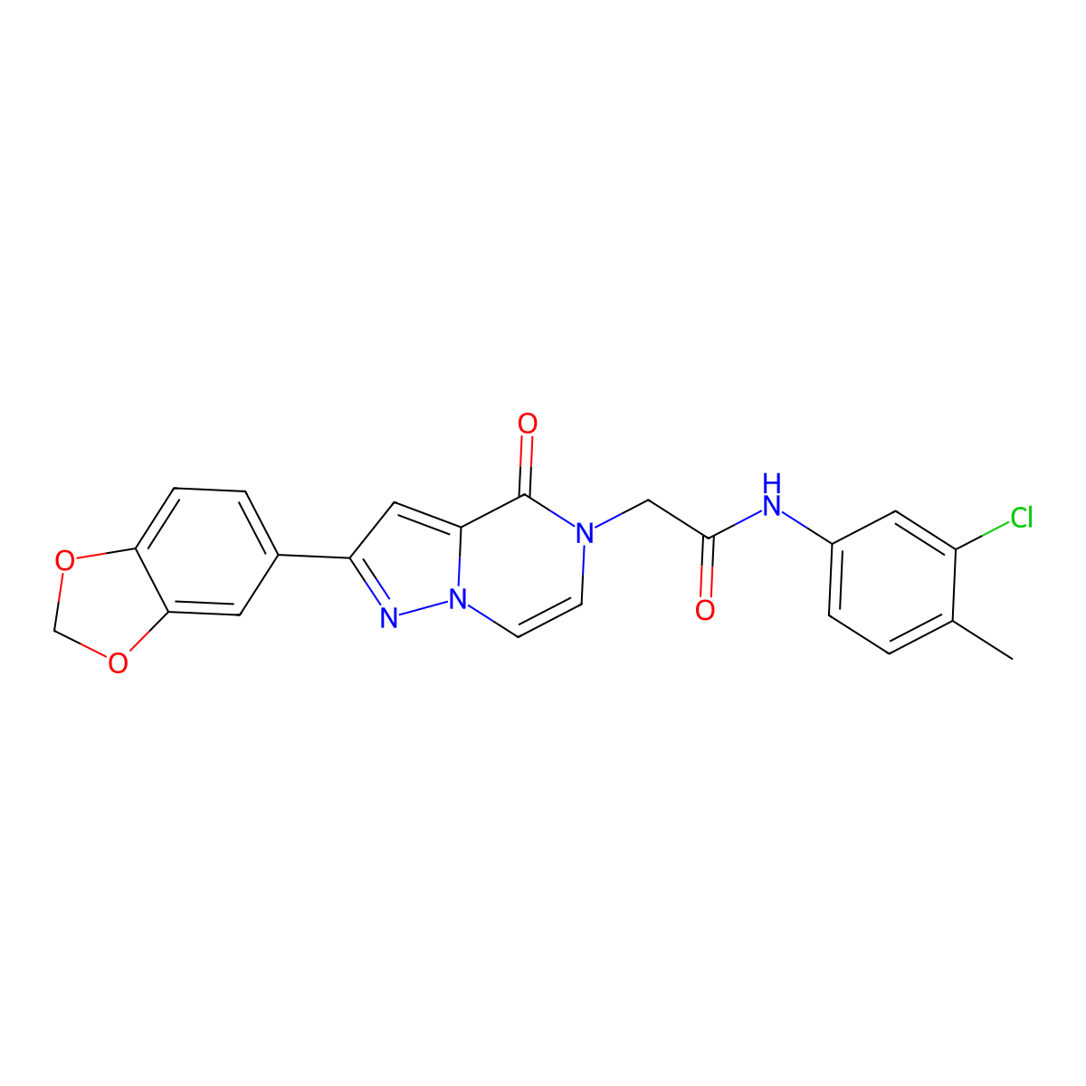 2-[2-(1,3-benzodioxol-5-yl)-4-oxopyrazolo[1,5-a]pyrazin-5(4H)-yl]-N-(3-chloro-4-methylphenyl)acetamide molecular structure, CAS 1243105-88-5