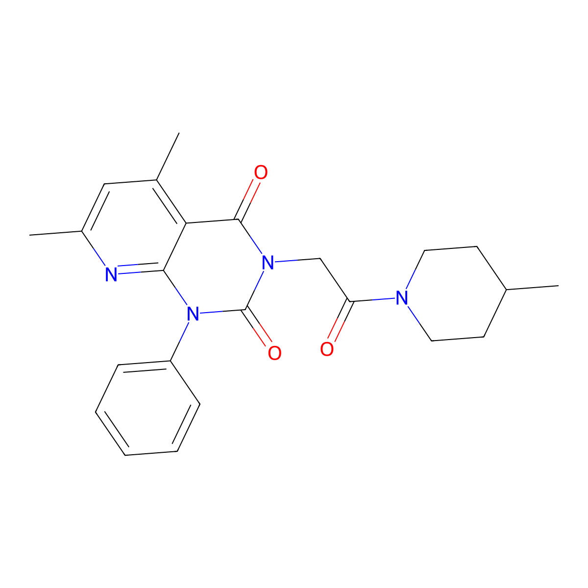 5,7-Dimethyl-3-[2-(4-methyl-1-piperidinyl)-2-oxoethyl]-1-phenylpyrido[2,3-d]pyrimidine-2,4(1H,3H)-dione molecular structure, CAS 1243106-27-5