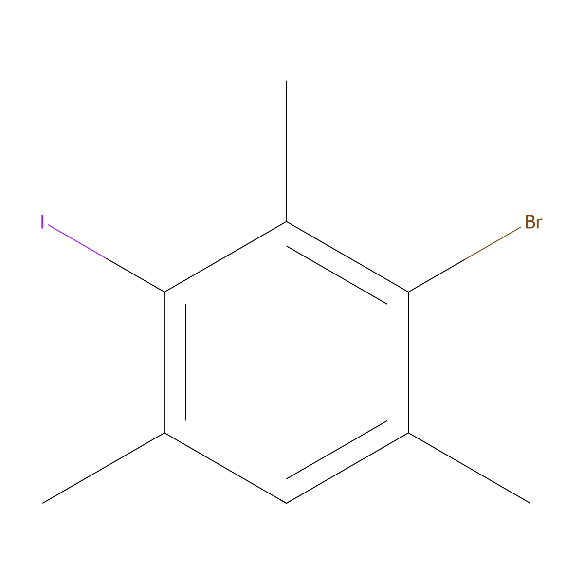 2-Bromo-4-iodo-1,3,5-trimethylbenzene molecular structure, CAS 124312-44-3