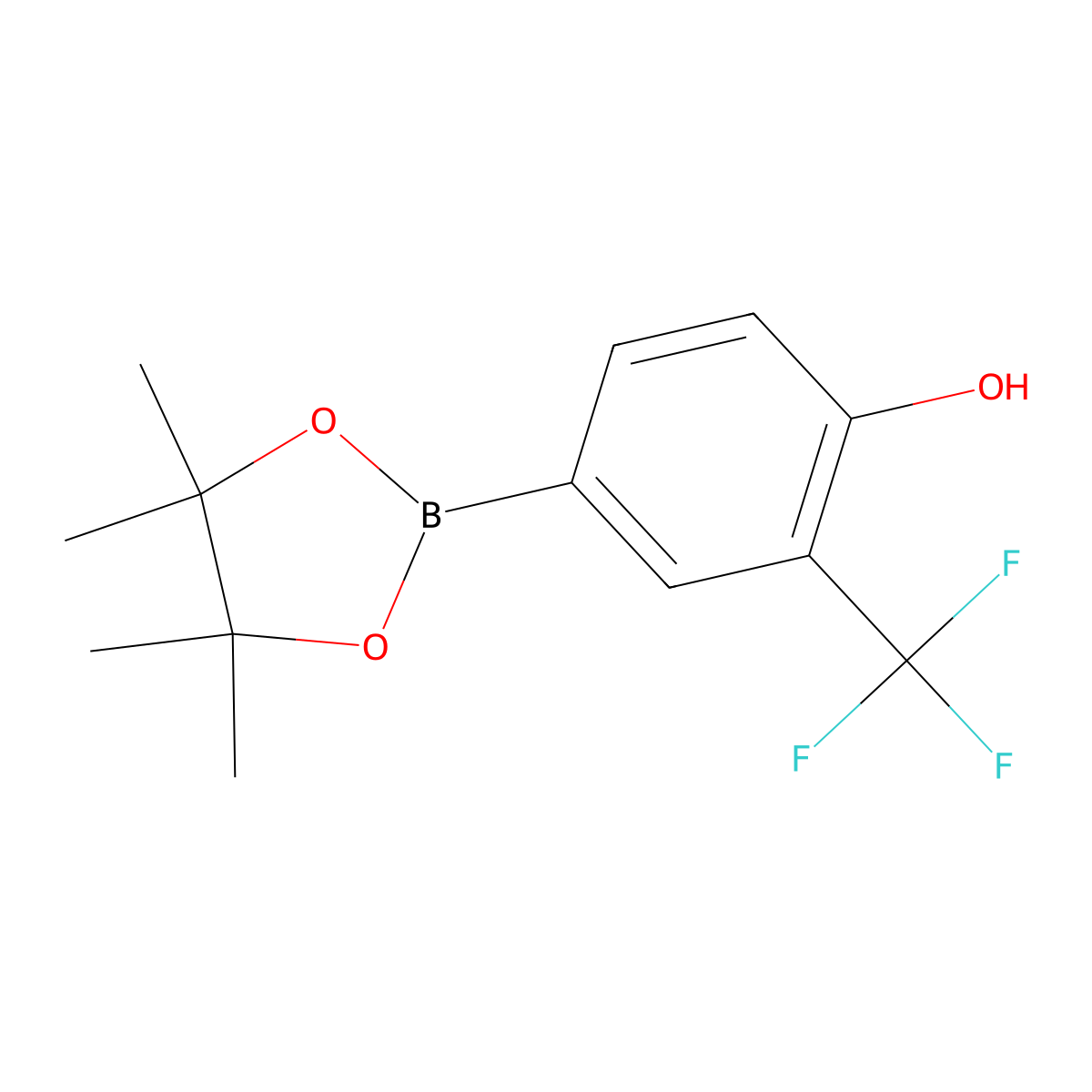 4-(4,4,5,5-Tetramethyl-1,3,2-dioxaborolan-2-YL)-2-(trifluoromethyl)phenol molecular structure, CAS 1243143-45-4