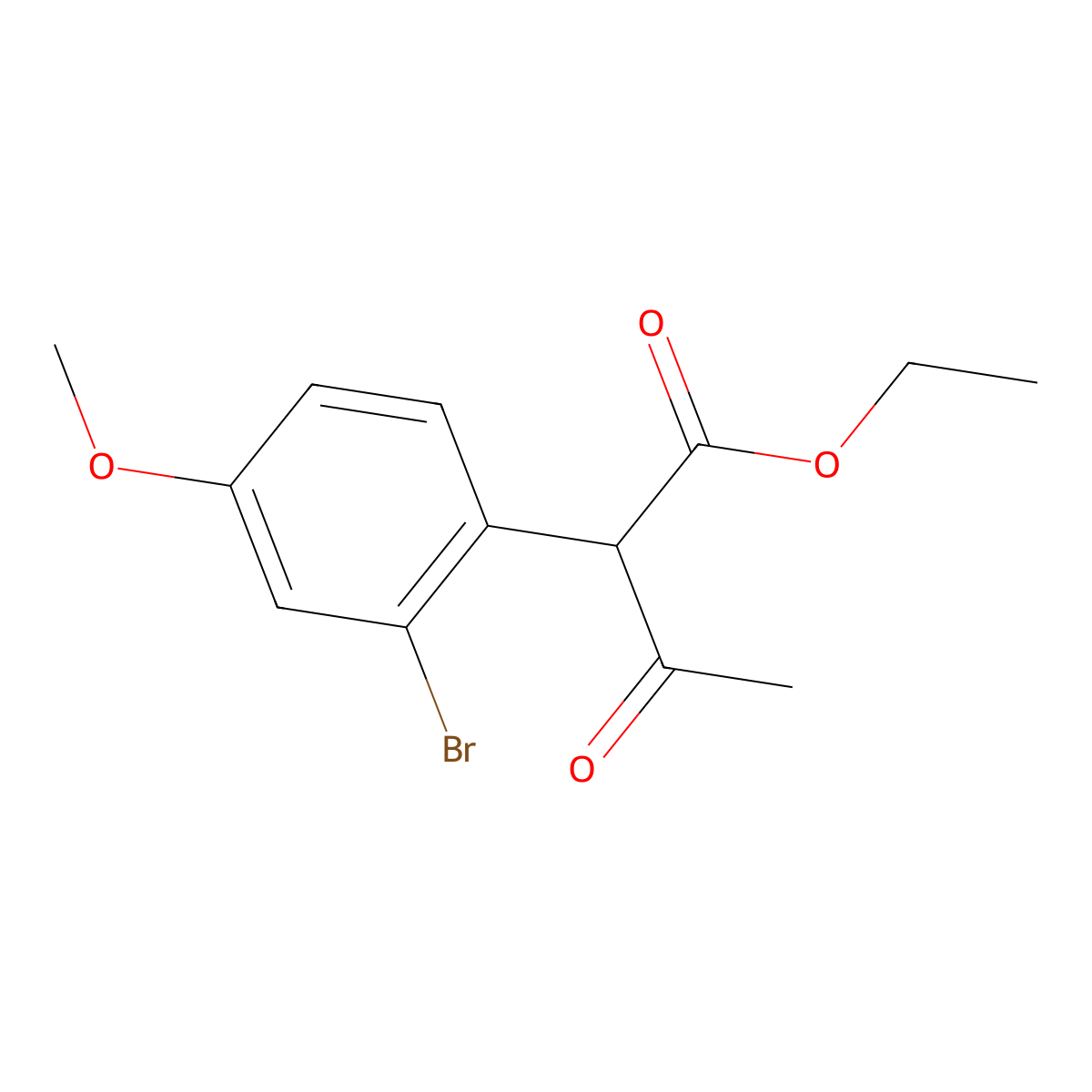 Ethyl 2-(2-bromo-4-methoxy-phenyl)-3-oxo-butanoate molecular structure, CAS 1243145-24-5