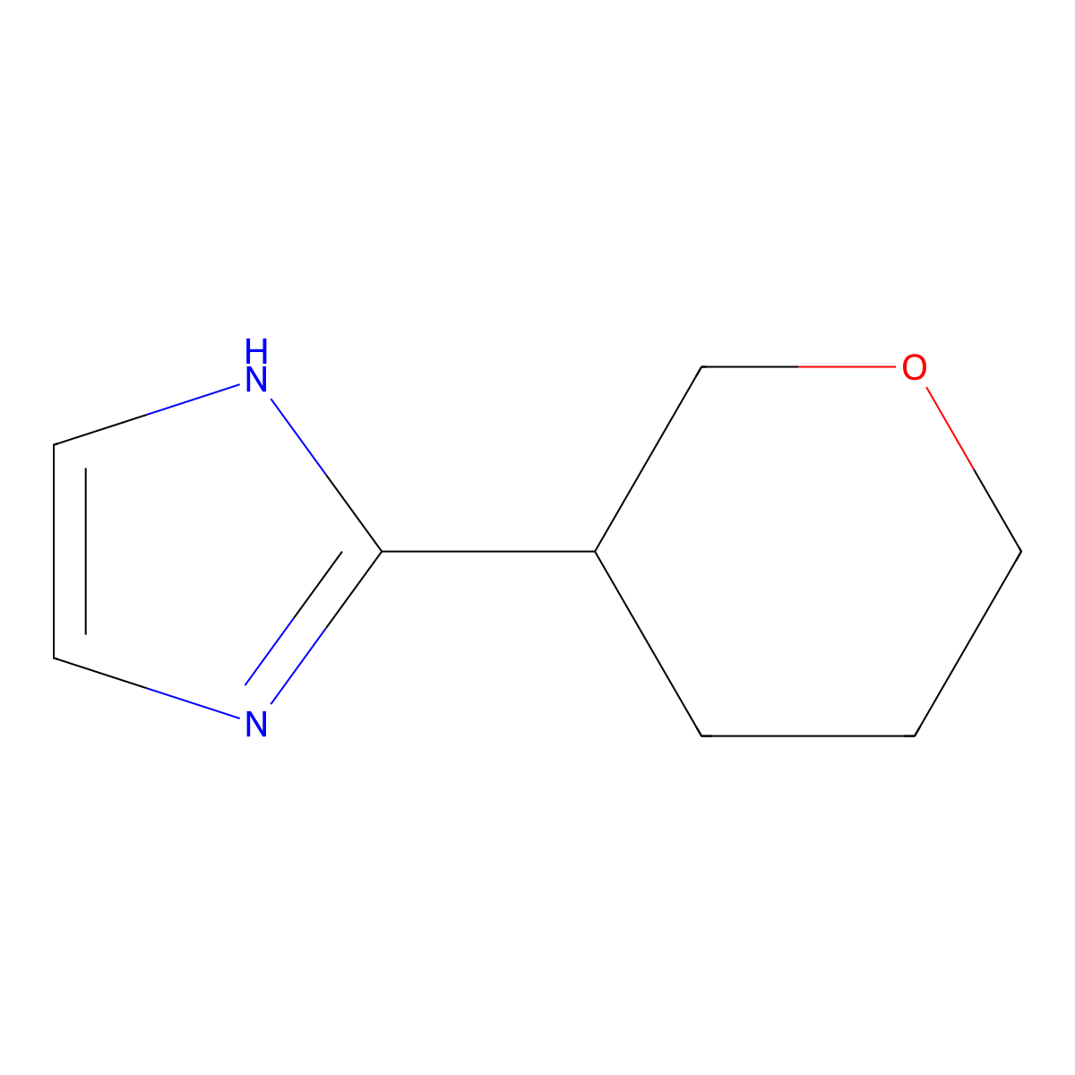 2-(oxan-3-yl)-1H-imidazole molecular structure, CAS 1243164-60-4