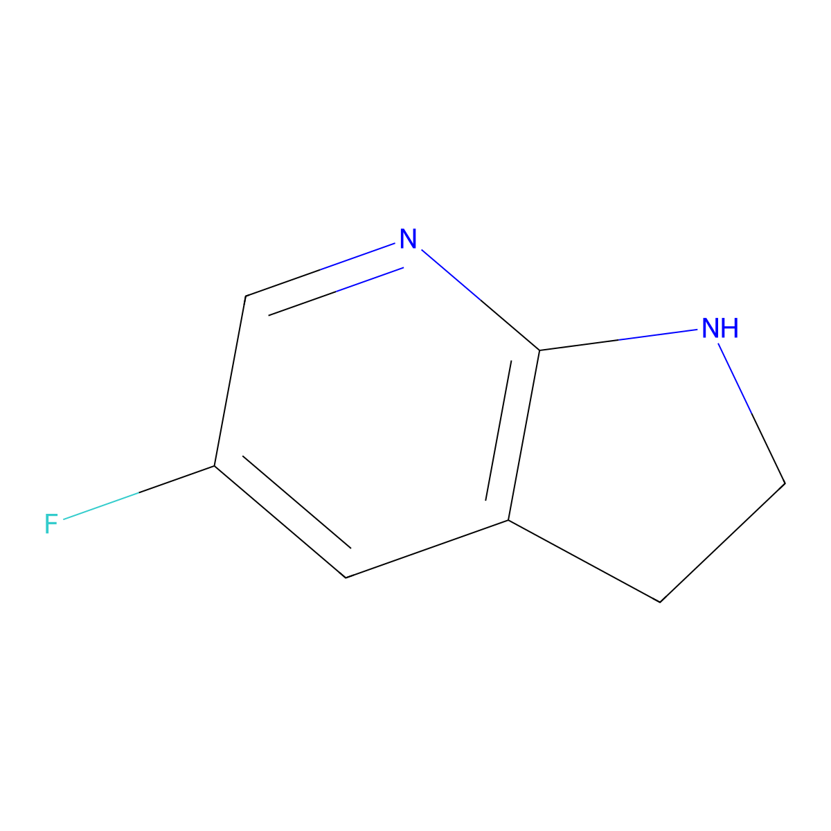 5-fluoro-2,3-dihydro-1H-pyrrolo[2,3-b]pyridine molecular structure, CAS 1243165-09-4