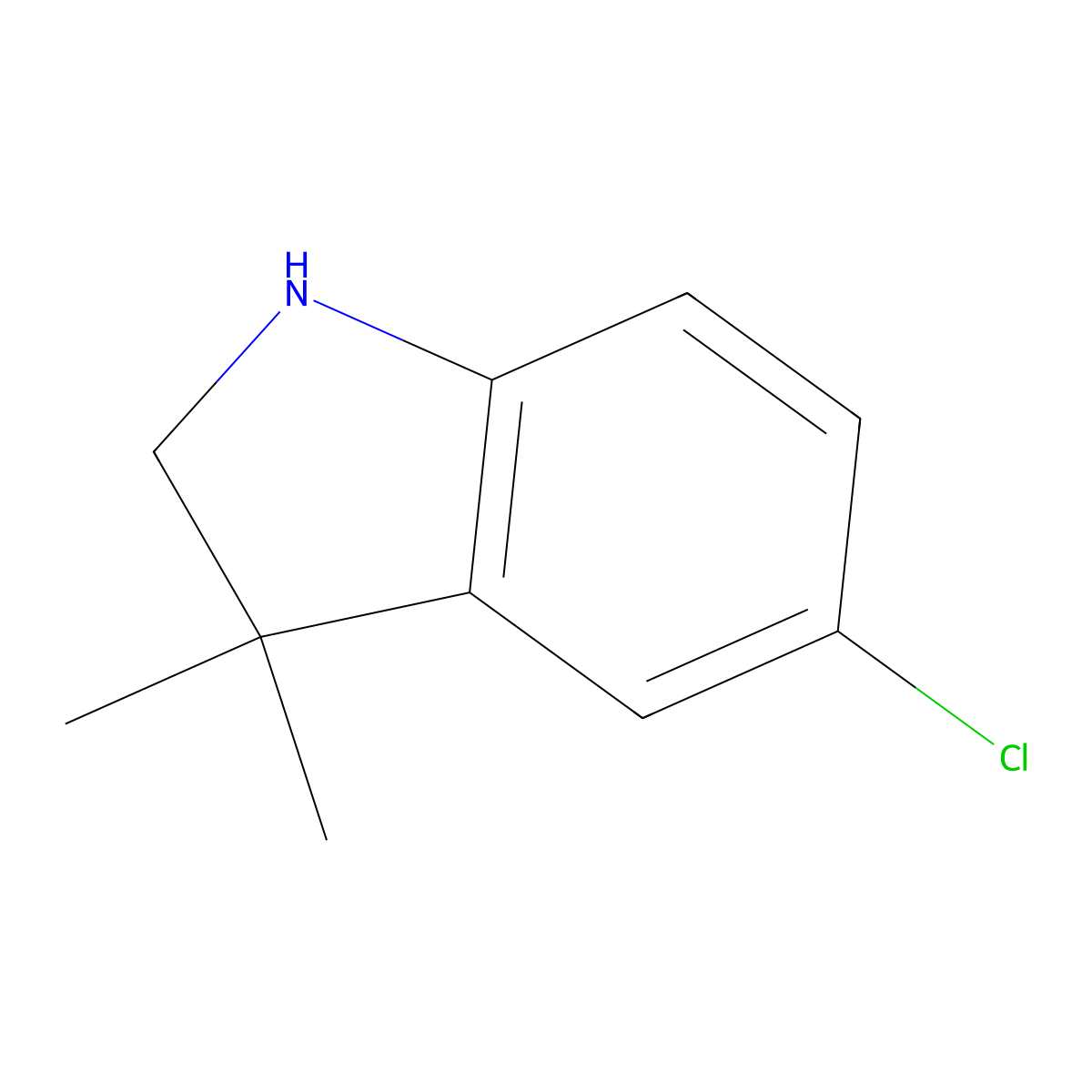 5-Chloro-3,3-dimethylindoline molecular structure, CAS 1243165-15-2