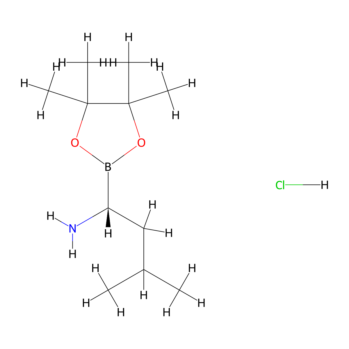 (R)-3-Methyl-1-(4,4,5,5-tetramethyl-1,3,2-dioxaborolan-2-yl)butan-1-amine hydrochloride molecular structure, CAS 1243174-57-3