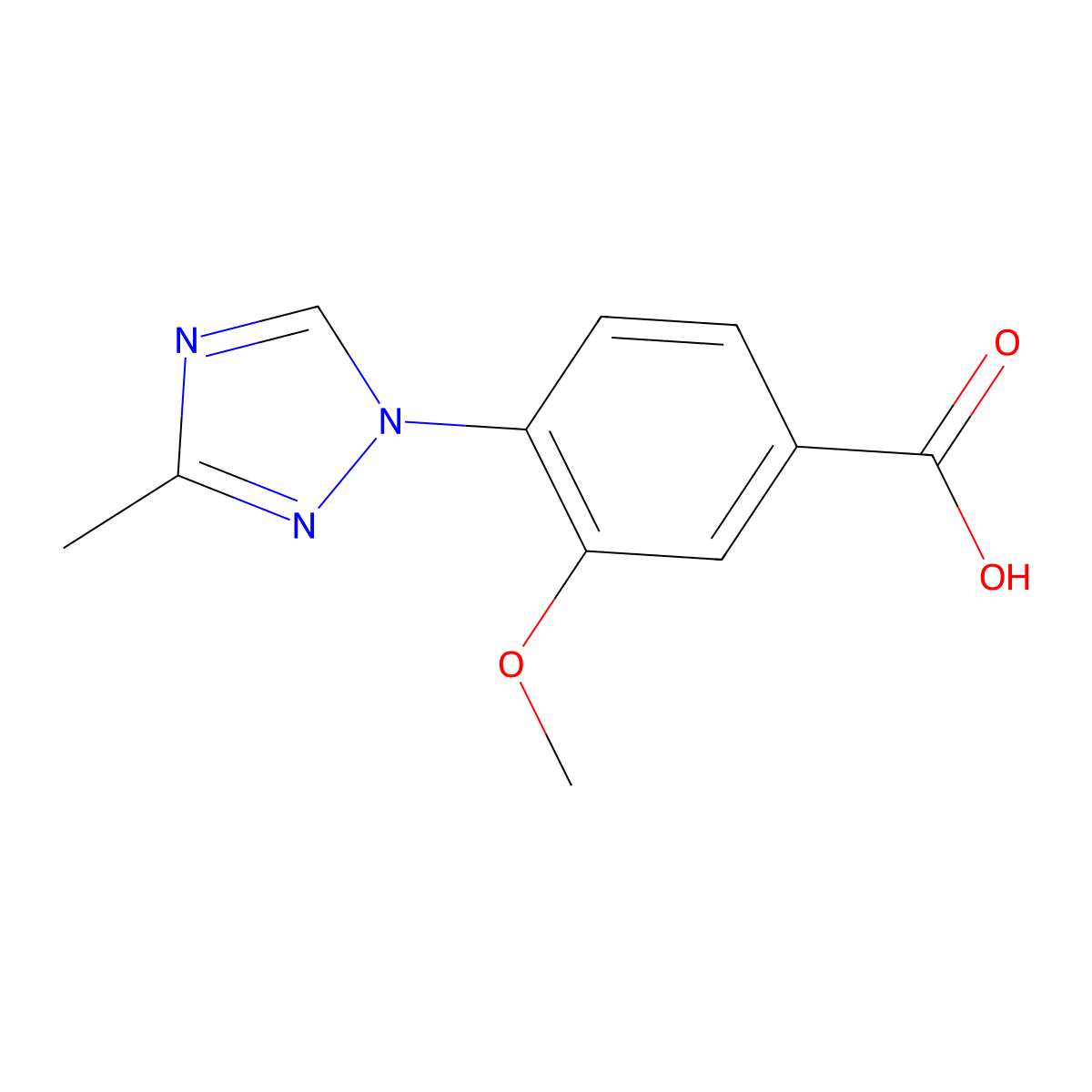 3-Methoxy-4-(3-methyl-1H-1,2,4-triazol-1-yl)benzoic acid molecular structure, CAS 1243205-02-8