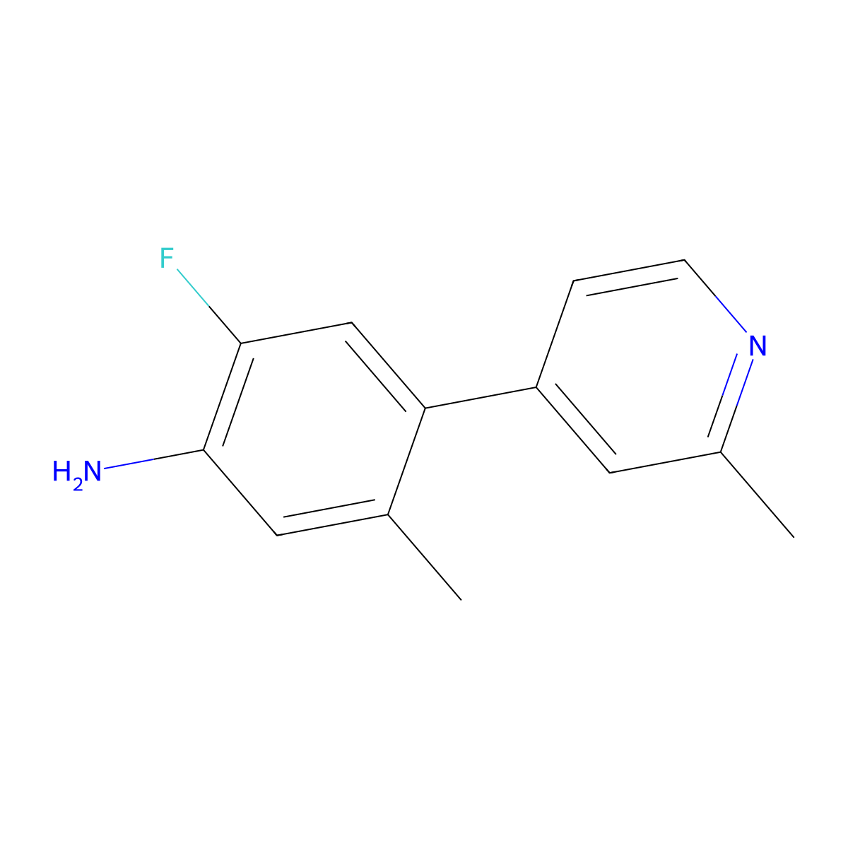 2-Fluoro-5-methyl-4-(2-methylpyridin-4-yl)aniline molecular structure, CAS 1243246-11-8
