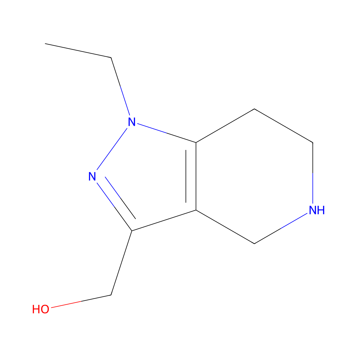 (1-Ethyl-4,5,6,7-tetrahydro-1H-pyrazolo[4,3-c]pyridin-3-yl)methanol molecular structure, CAS 1243249-97-9