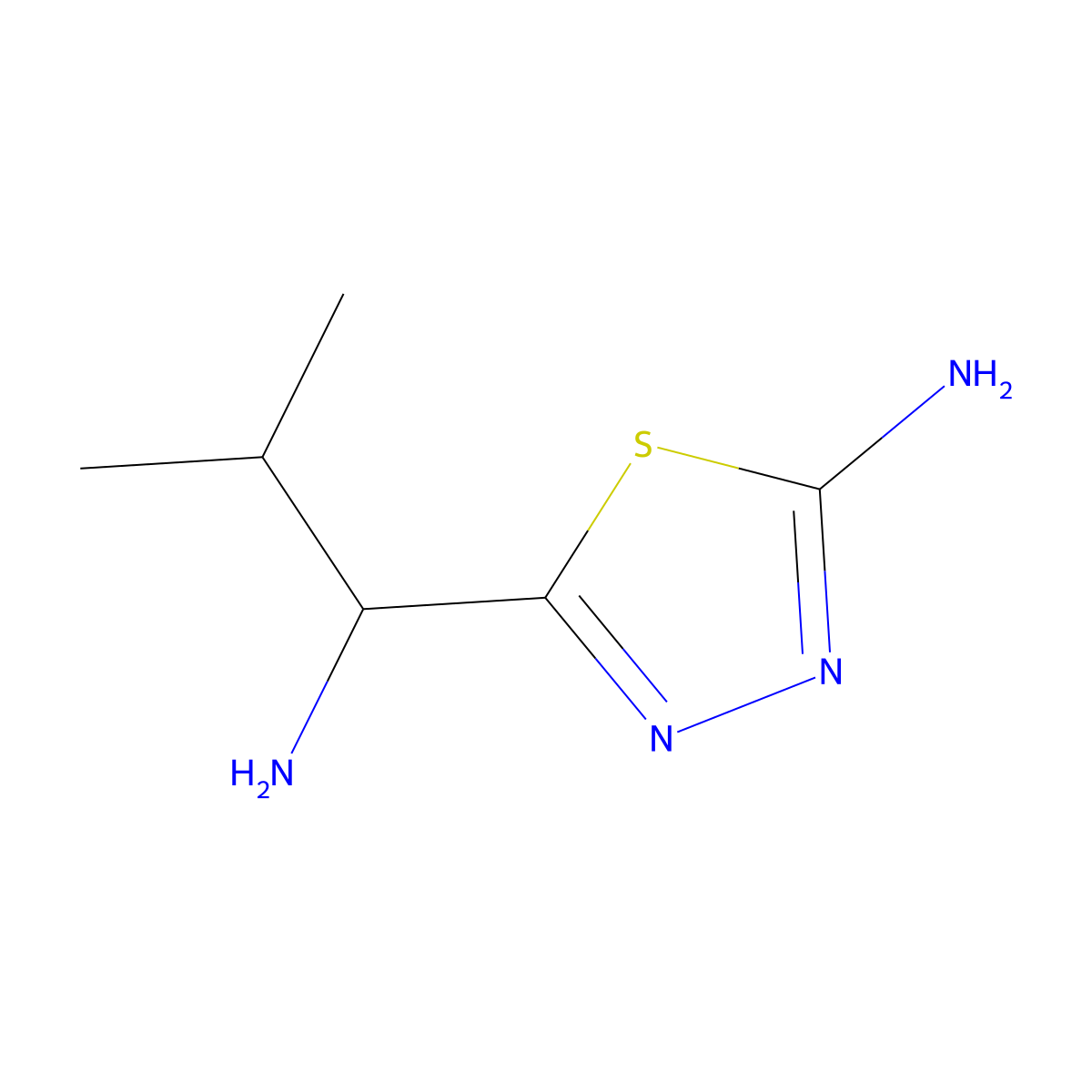 5-(1-Amino-2-methylpropyl)-1,3,4-thiadiazol-2-amine molecular structure, CAS 1243250-16-9