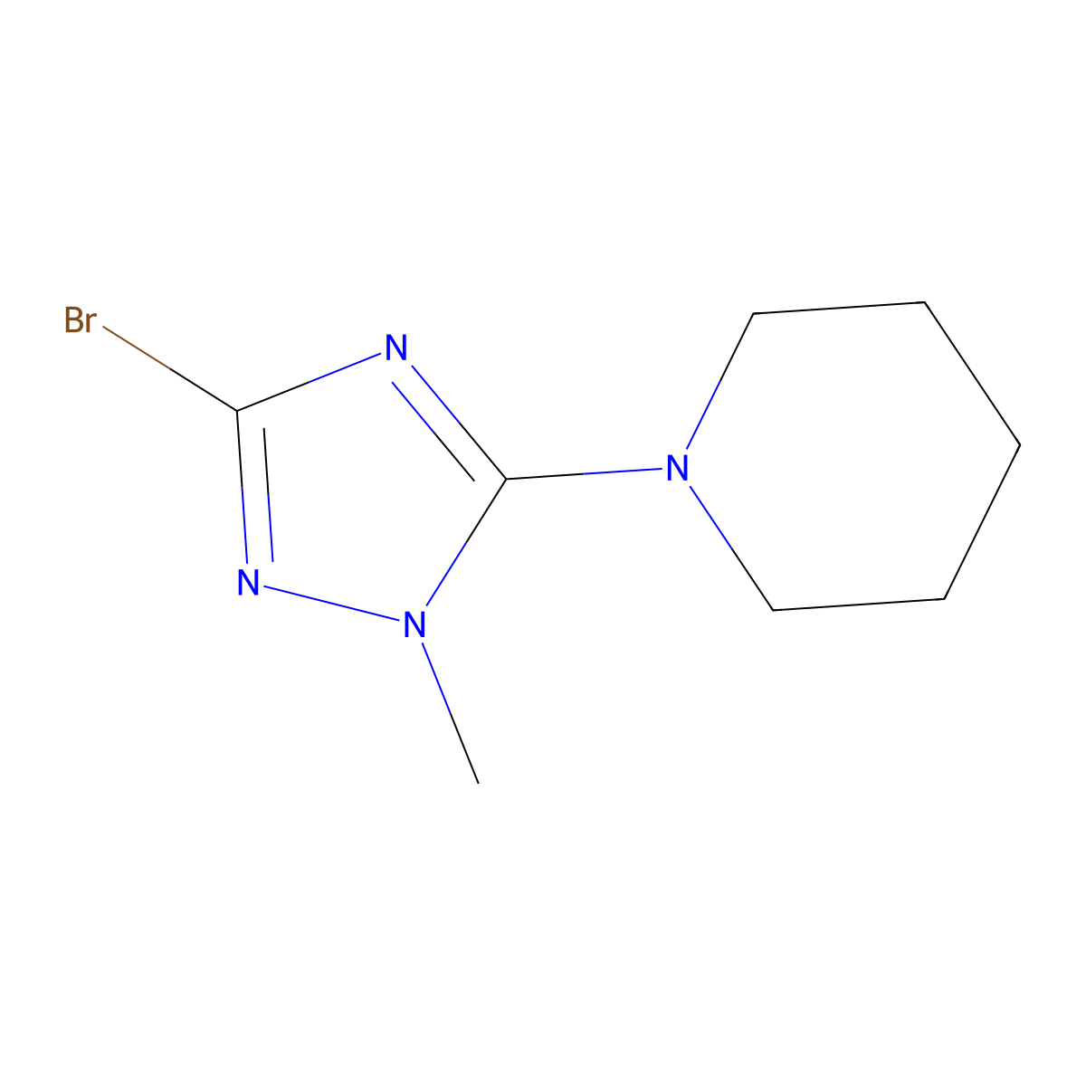 1-(3-Bromo-1-methyl-1H-1,2,4-triazol-5-yl)piperidine molecular structure, CAS 1243250-23-8